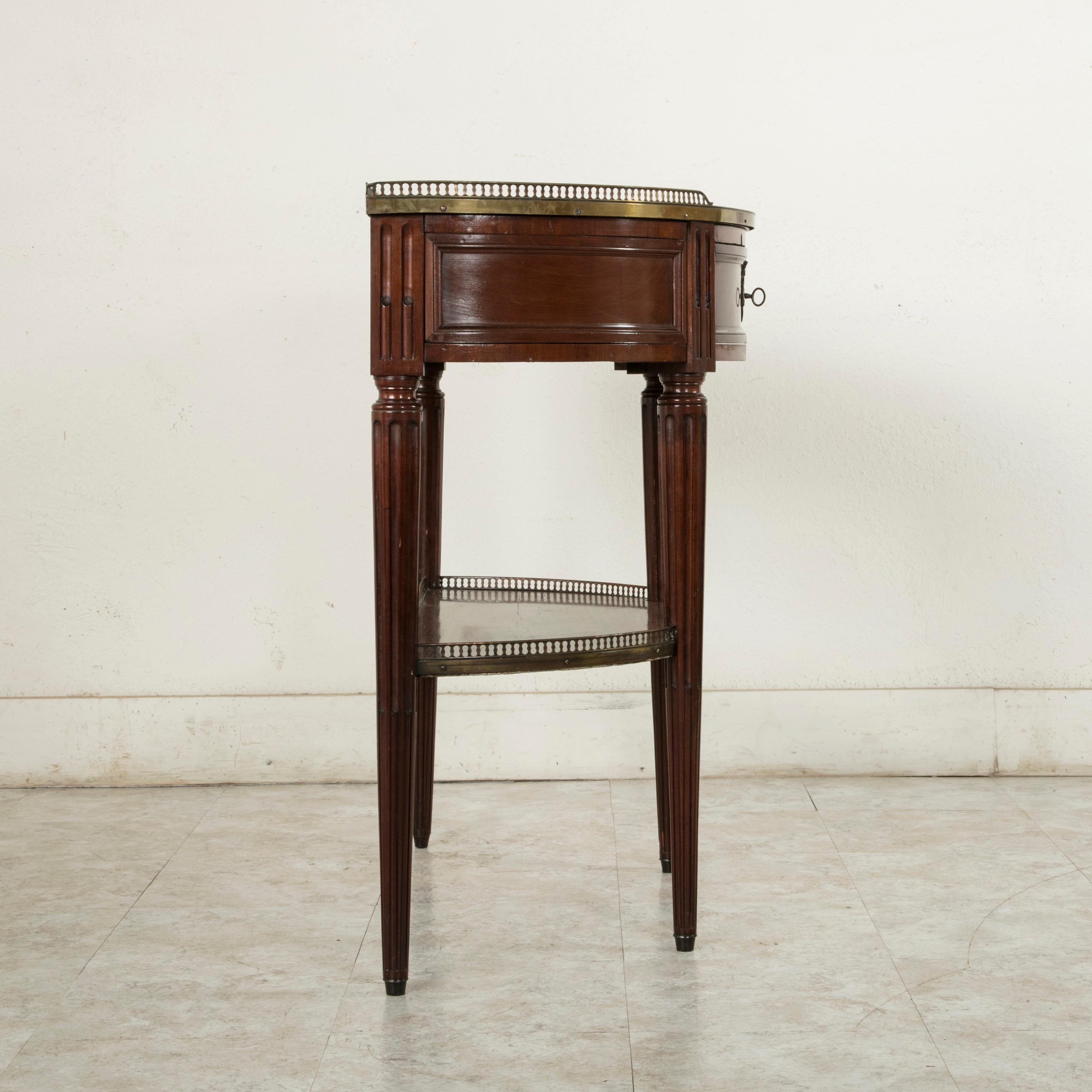 French Louis XVI Style Mahogany Demilune Console Table, Marble Top, circa 1900 1