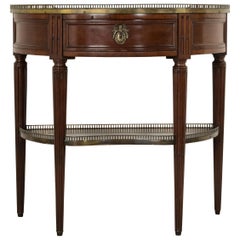 Table Console Demilune en acajou de style Louis XVI:: dessus en marbre:: vers 1900