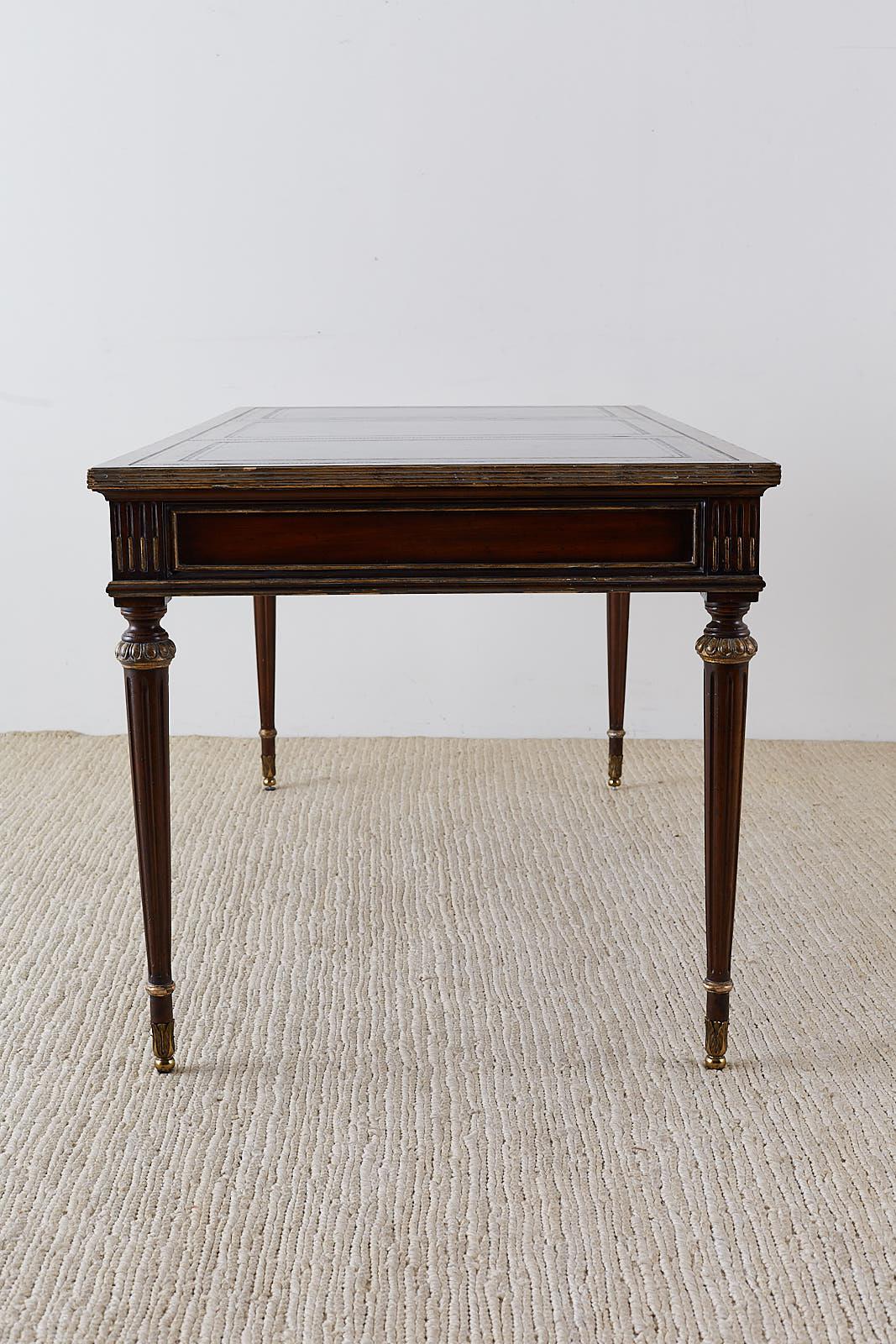 Embossed French Louis XVI Style Mahogany Desk by Maitland Smith