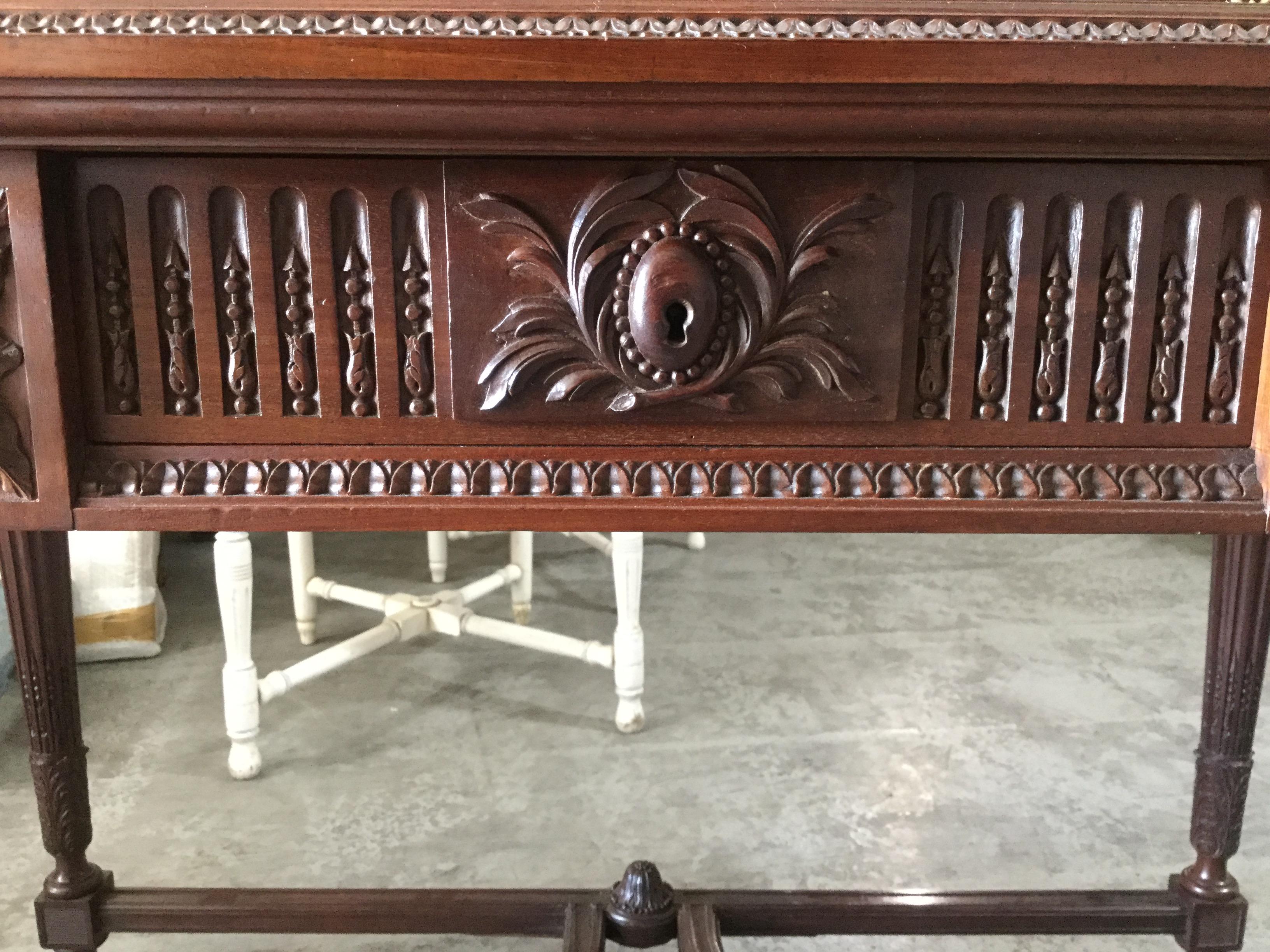 Early 20th Century French Louis XVI Style Mahogany Desk with Gallery