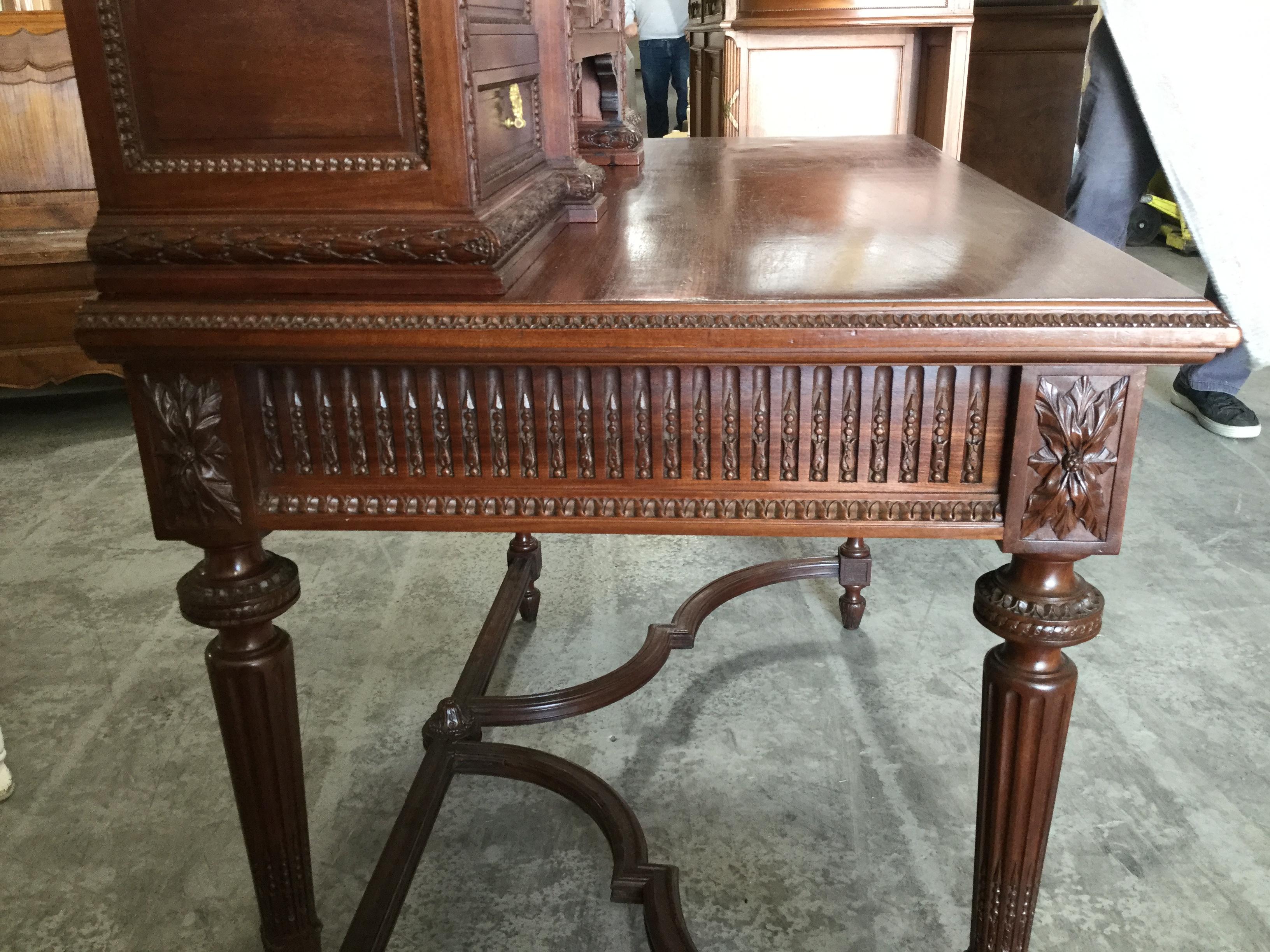 French Louis XVI Style Mahogany Desk with Gallery 4