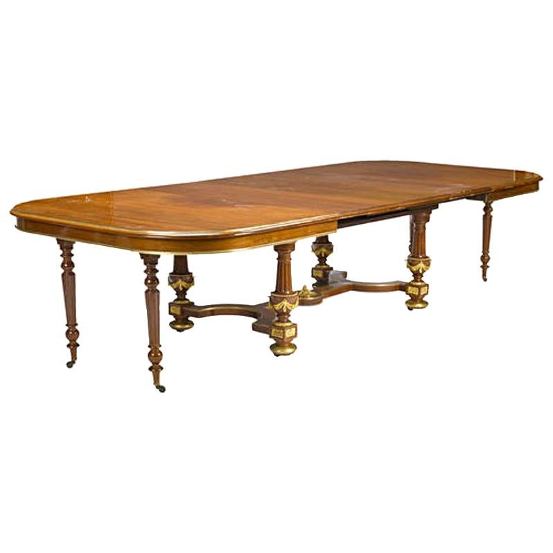 French Louis XVI Style Mahogany Dining Table, 19th Century