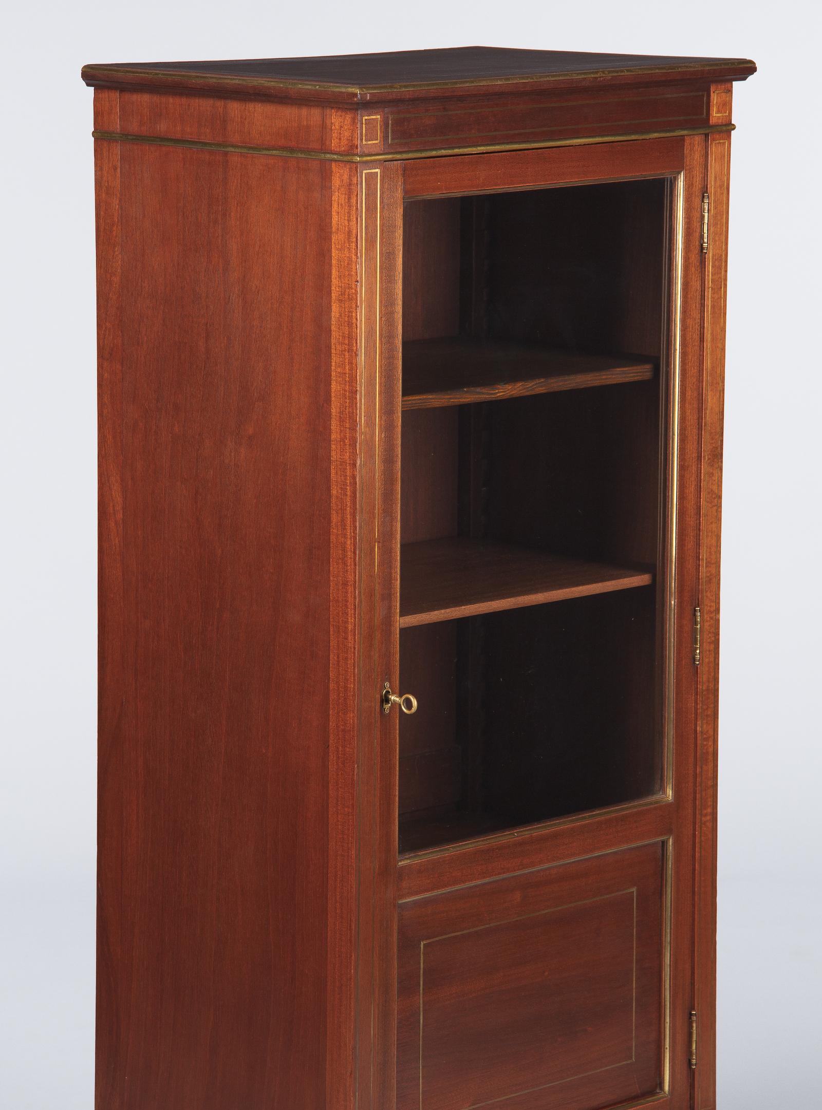 Brass French Louis XVI Style Mahogany Display Cabinet, Early 1900s