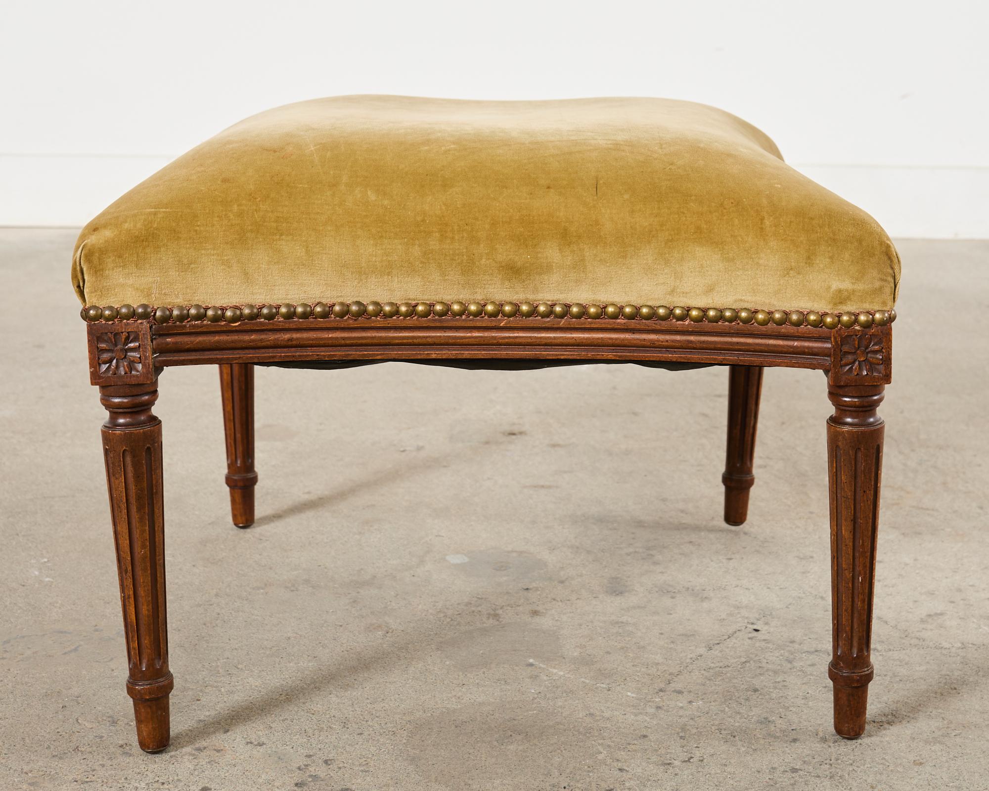 19th Century French Louis XVI Style Mahogany Footstool or Ottoman For Sale