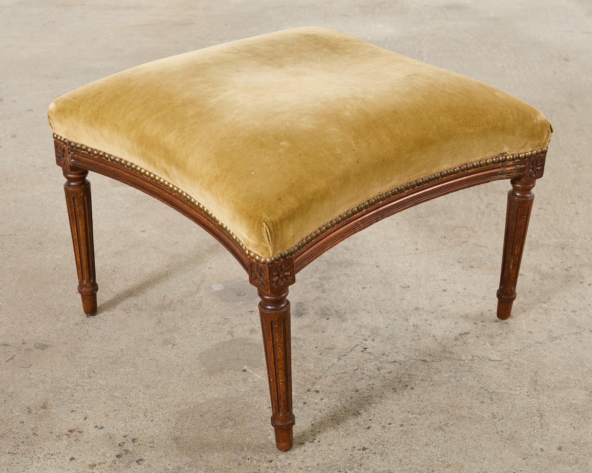 French Louis XVI Style Mahogany Footstool or Ottoman For Sale 1