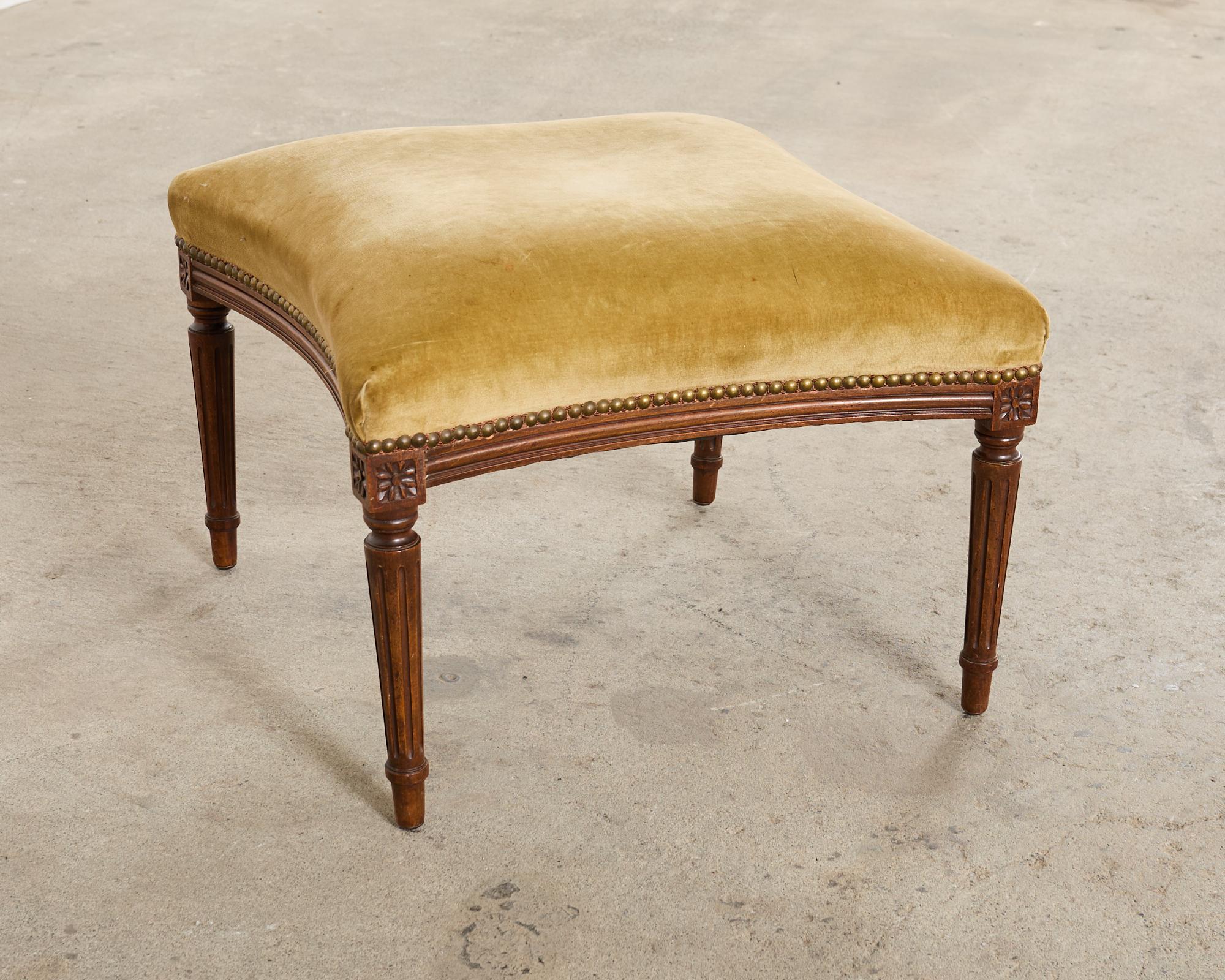 French Louis XVI Style Mahogany Footstool or Ottoman For Sale 2