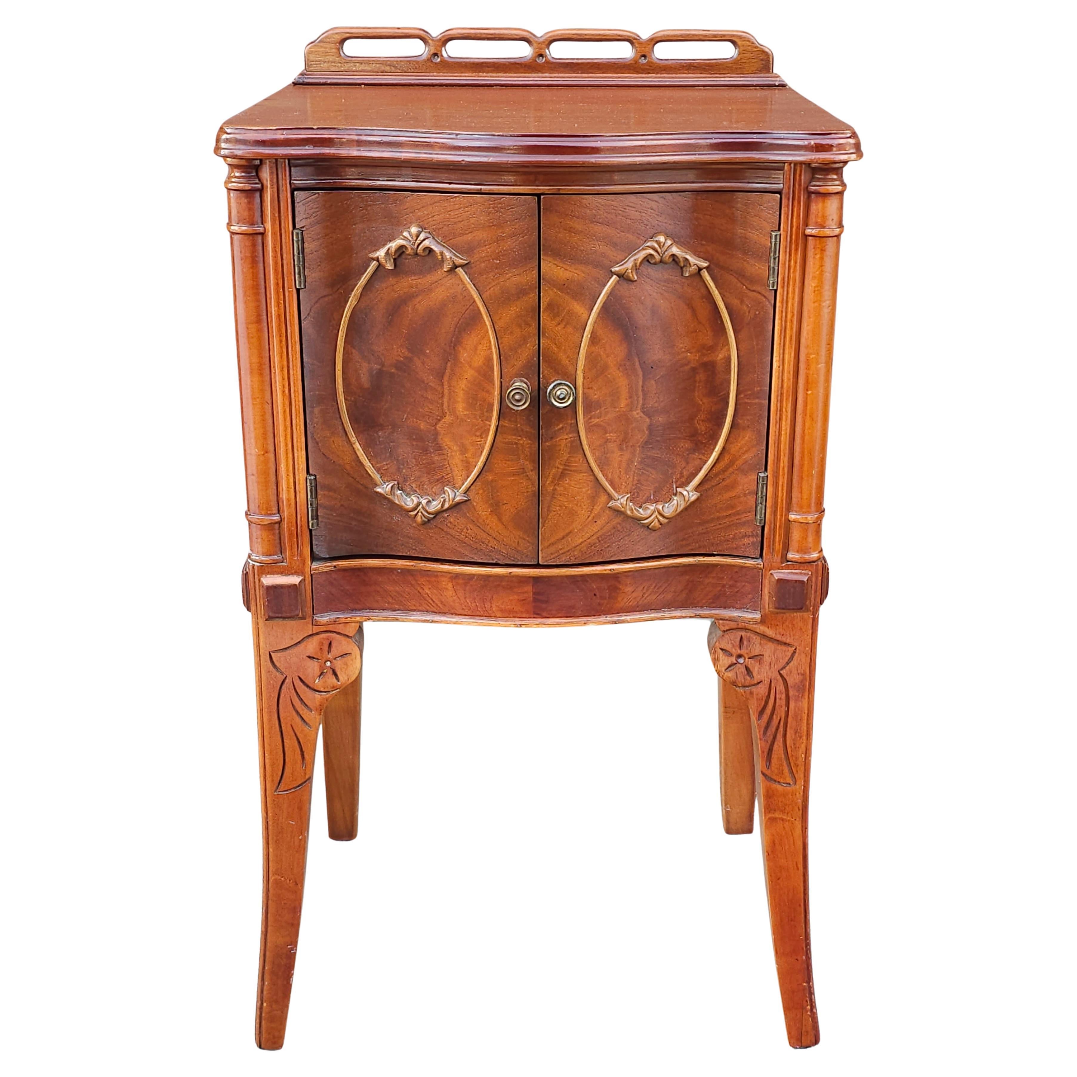 French Louis XVI Style Mahogany Galleried Side Cabinet For Sale