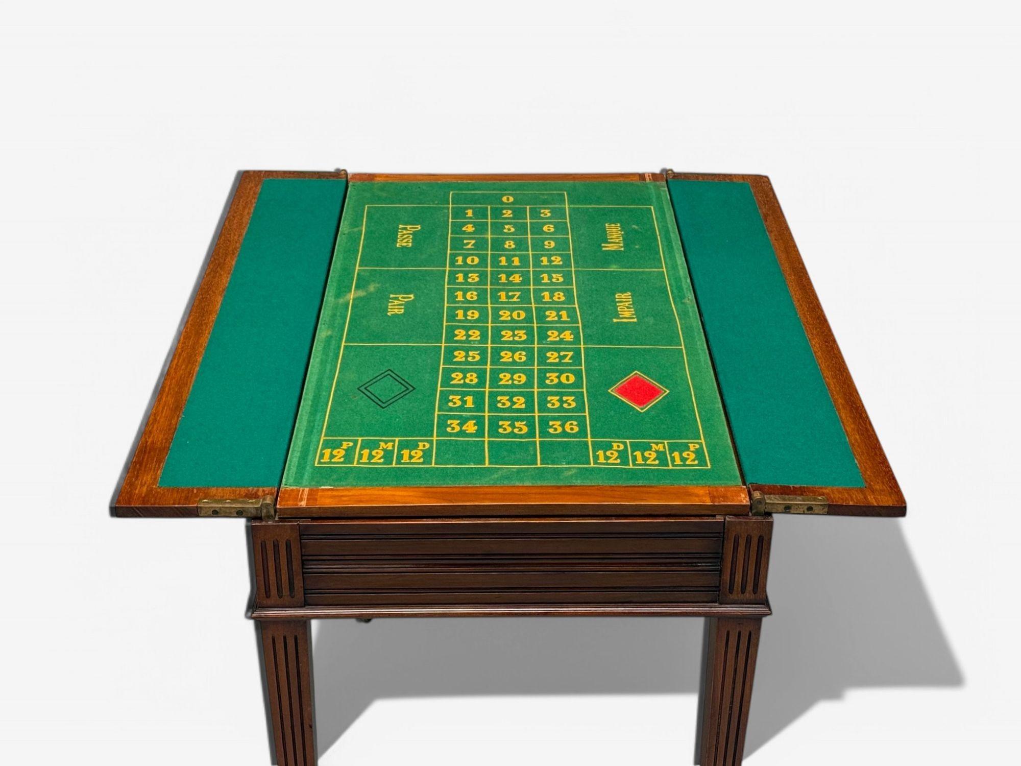 Table de jeu de style Louis XVI en acajou, feutre vert, France, 20e siècle en vente 1
