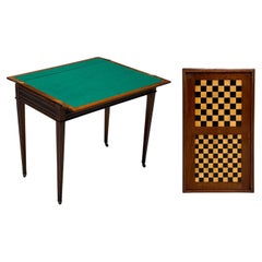 Mesa de juego francesa estilo Luis XVI, caoba, fieltro verde, Francia, s. XX