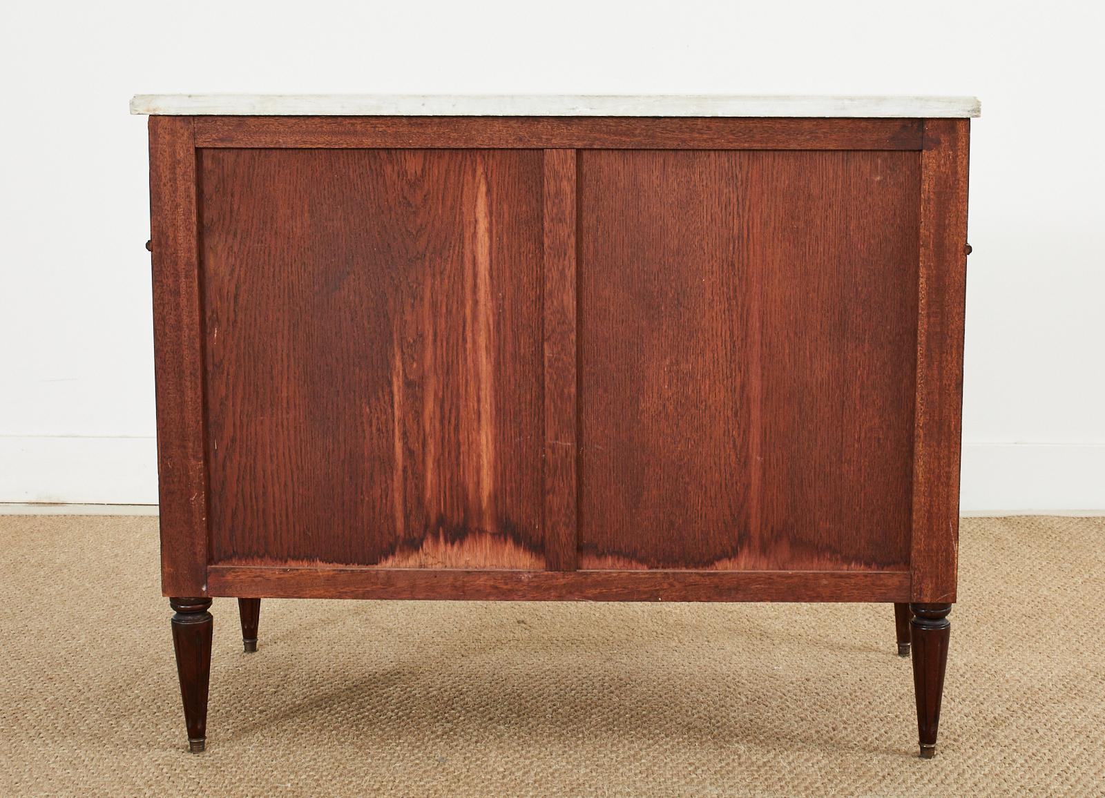 French Louis XVI Style Mahogany Marble Top Chest Commode 14