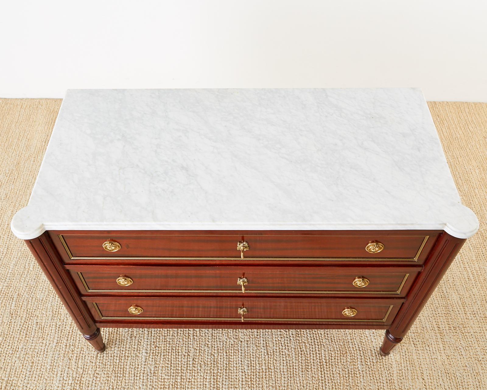 French Louis XVI Style Mahogany Marble-Top Commode Dresser  3