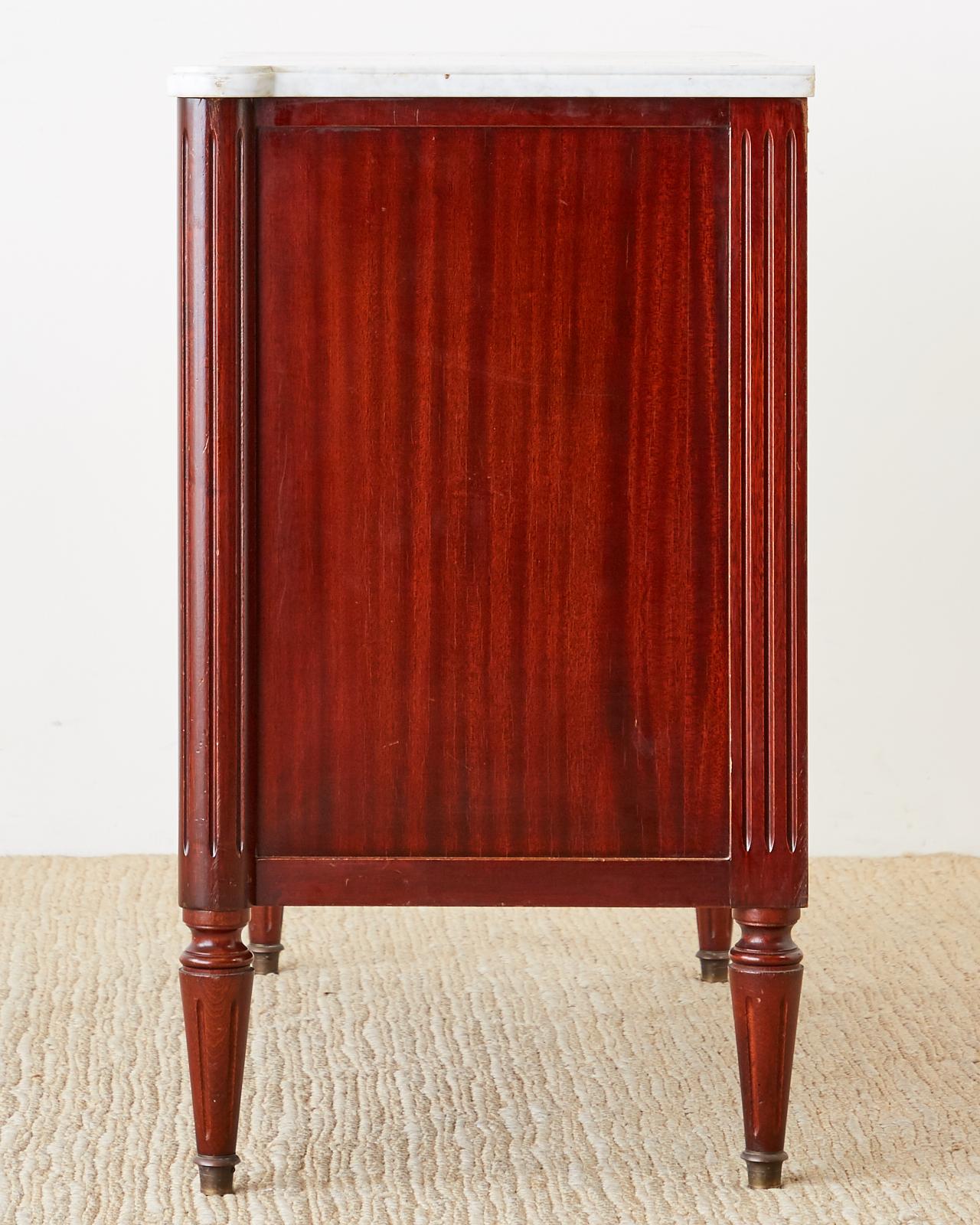 French Louis XVI Style Mahogany Marble-Top Commode Dresser  5