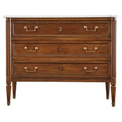 French Louis XVI Style Mahogany Marble Top Commode Dresser