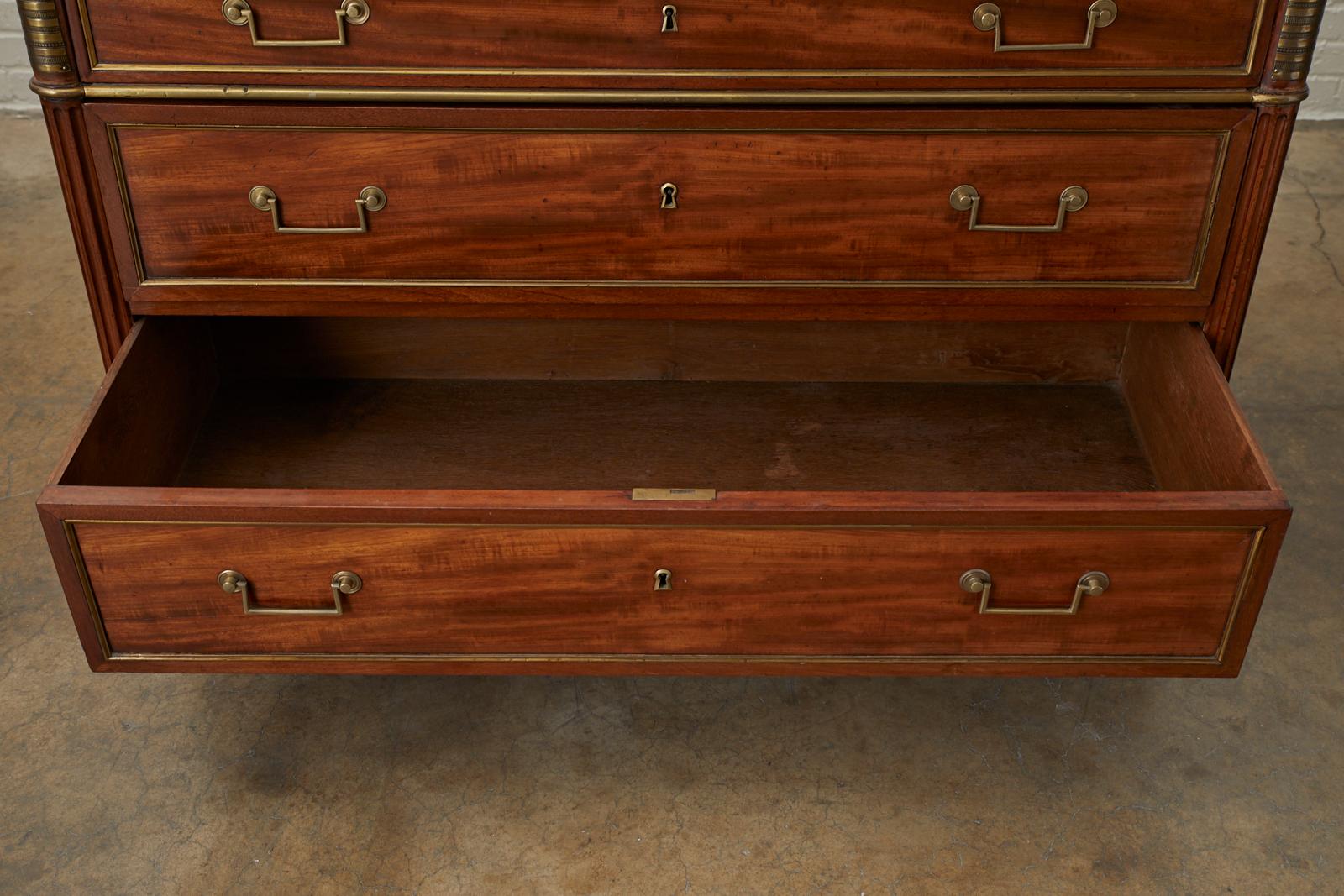 French Louis XVI Style Mahogany Marble-Top Commode 7