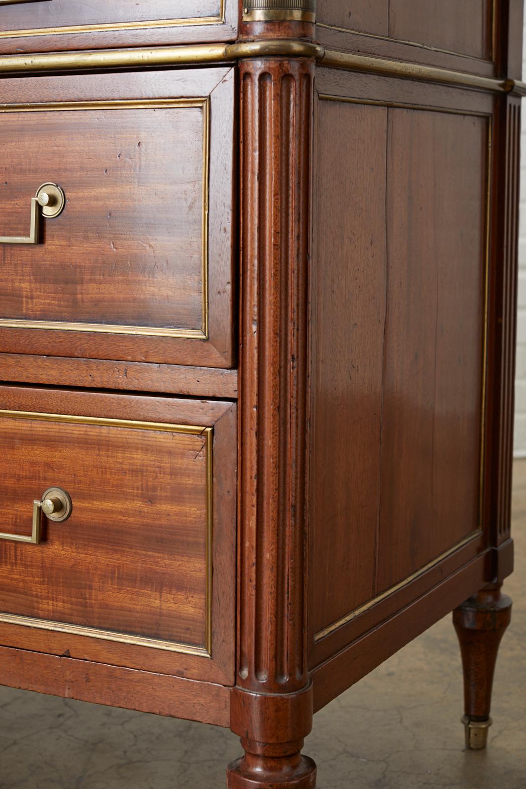 French Louis XVI Style Mahogany Marble-Top Commode 11