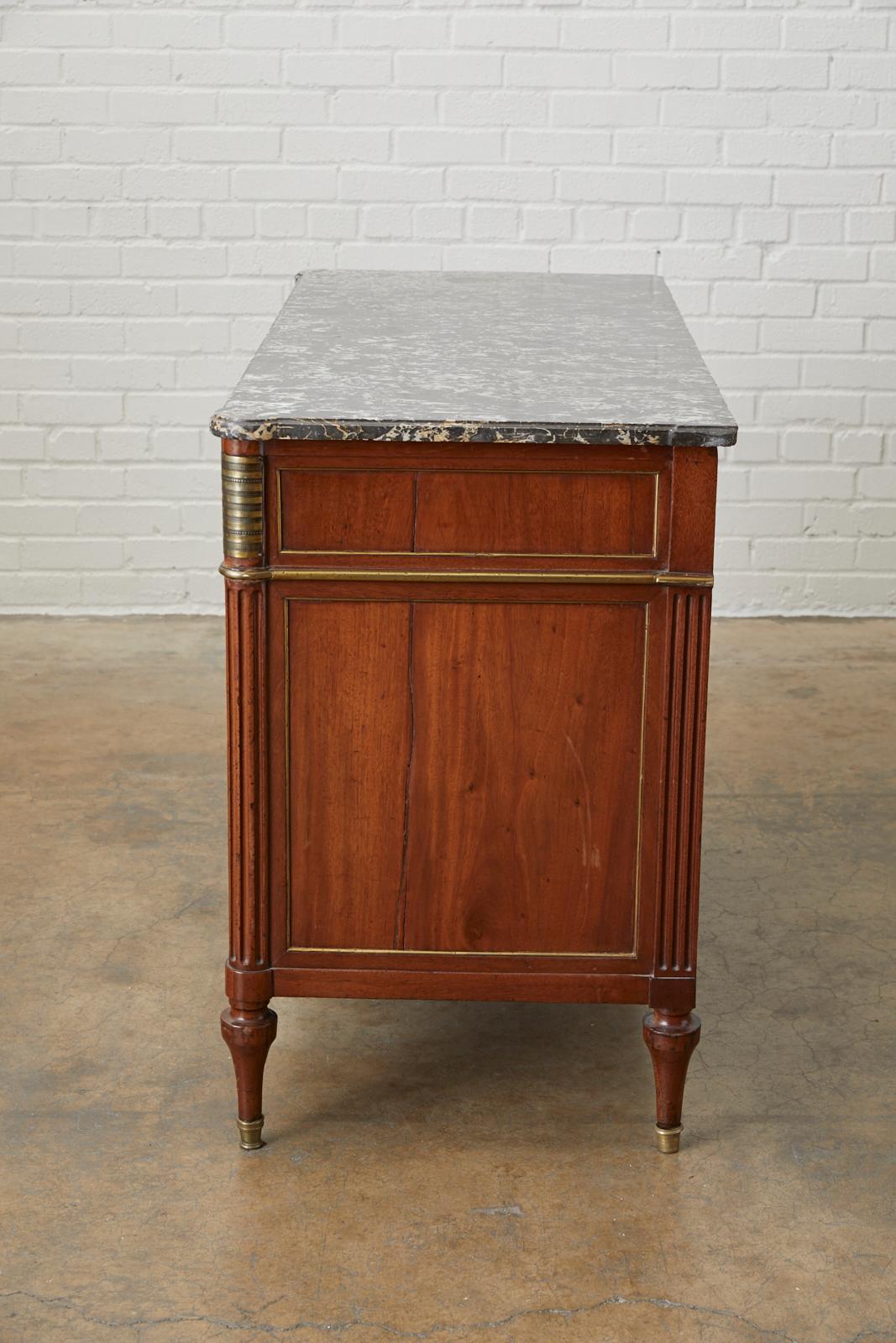 French Louis XVI Style Mahogany Marble-Top Commode 1