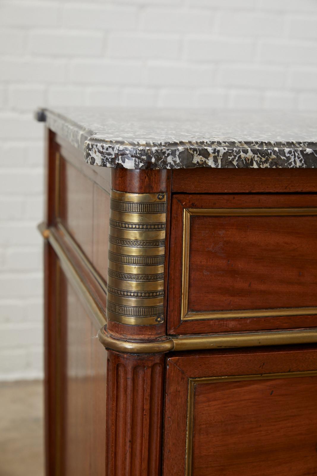French Louis XVI Style Mahogany Marble-Top Commode 3