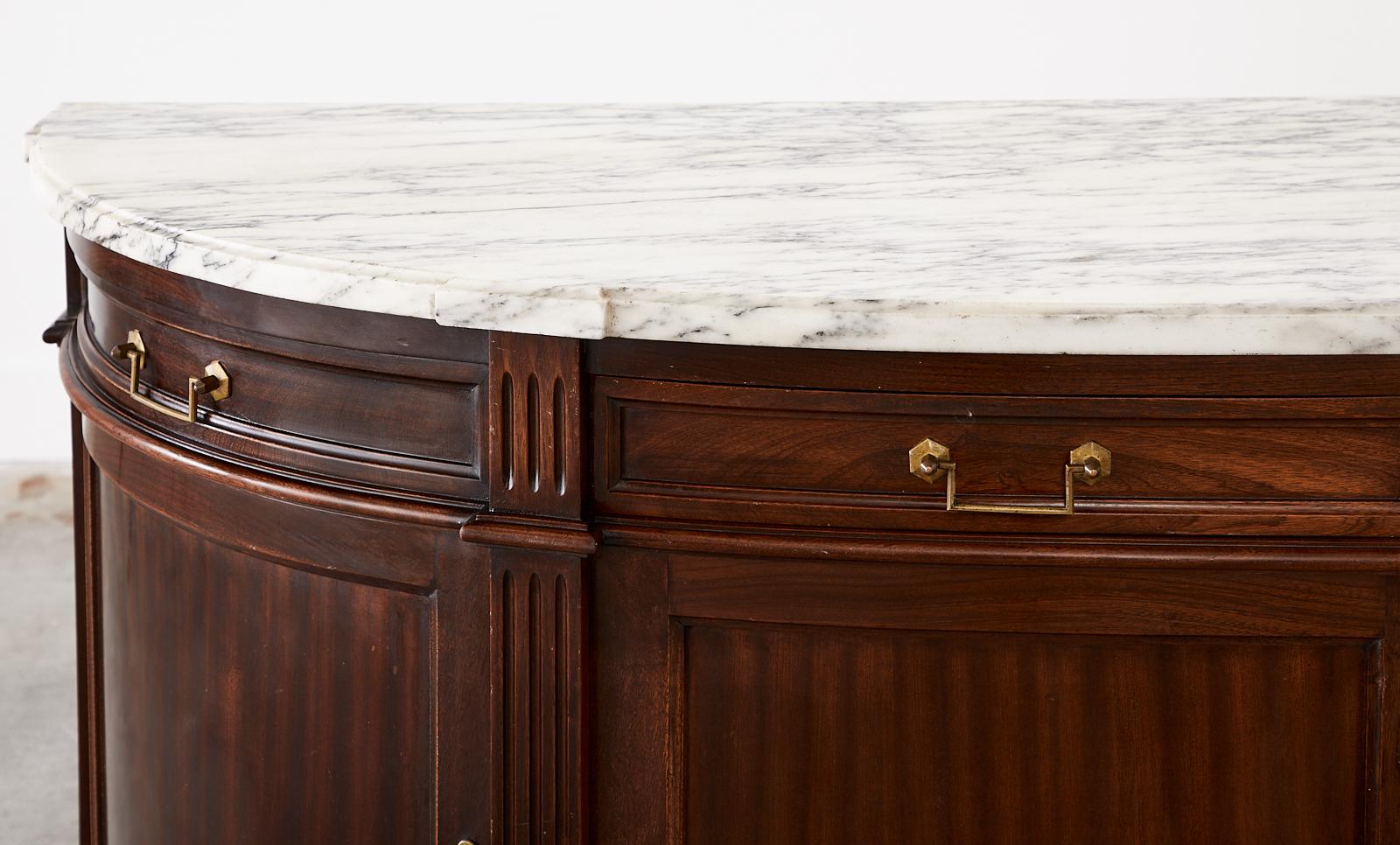 French Louis XVI Style Mahogany Marble Top Sideboard Buffet 3