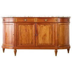 Vintage French Louis XVI Style Mahogany Marble-Top Sideboard Buffet