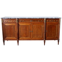 French Louis XVI Style Mahogany Marble-Top Sideboard