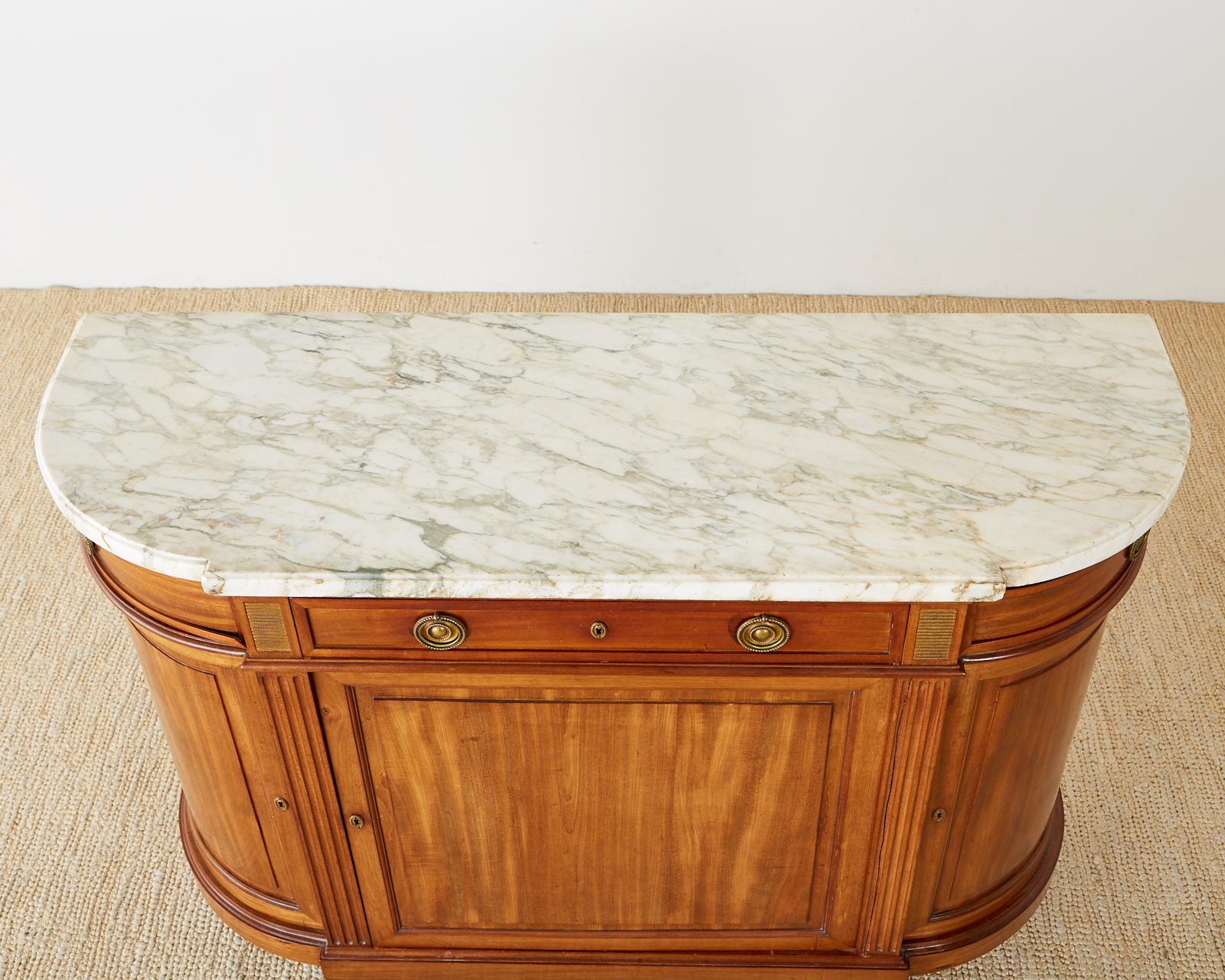 French Louis XVI Style Mahogany Marble-Top Sideboard Server 1