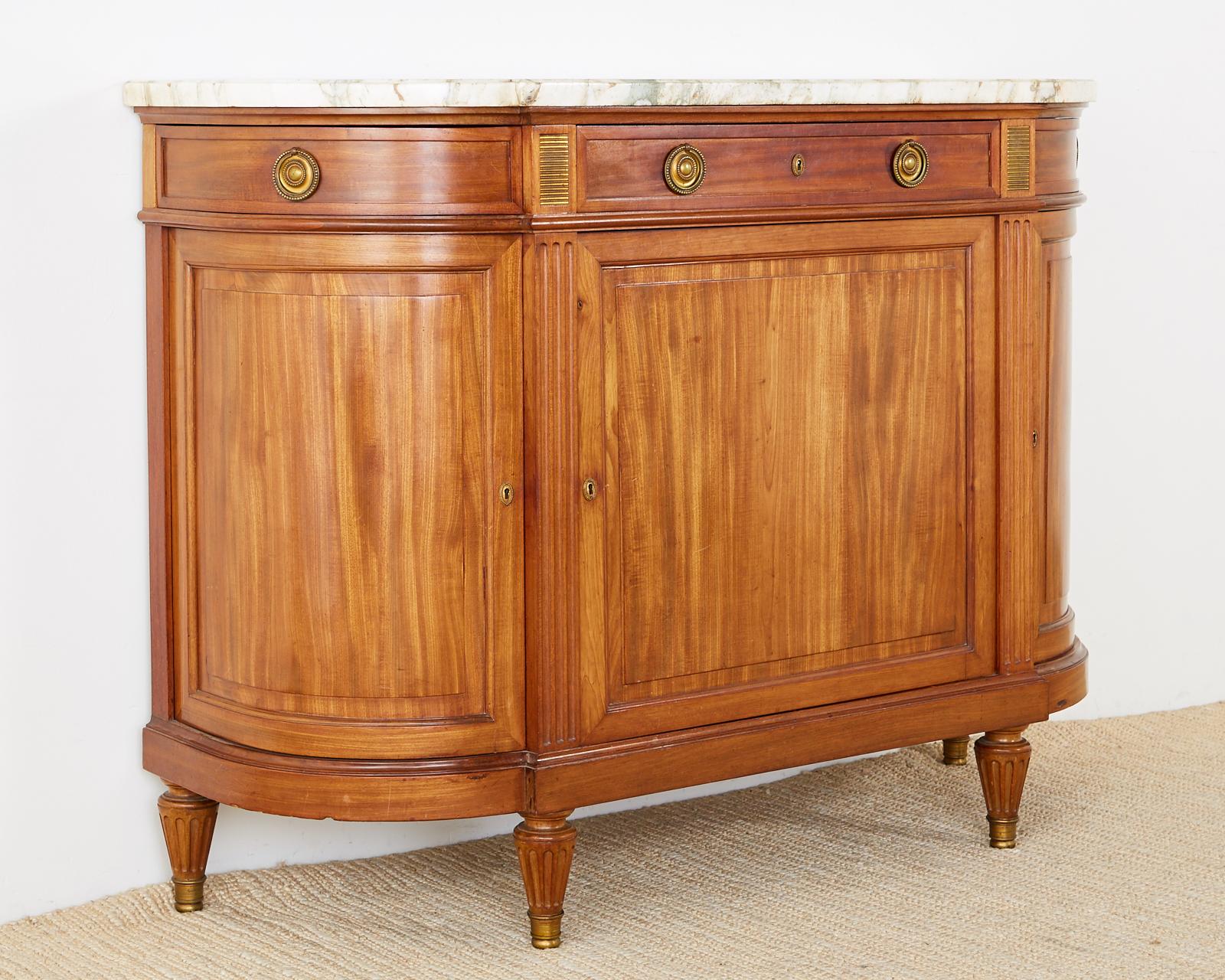 French Louis XVI Style Mahogany Marble-Top Sideboard Server 3