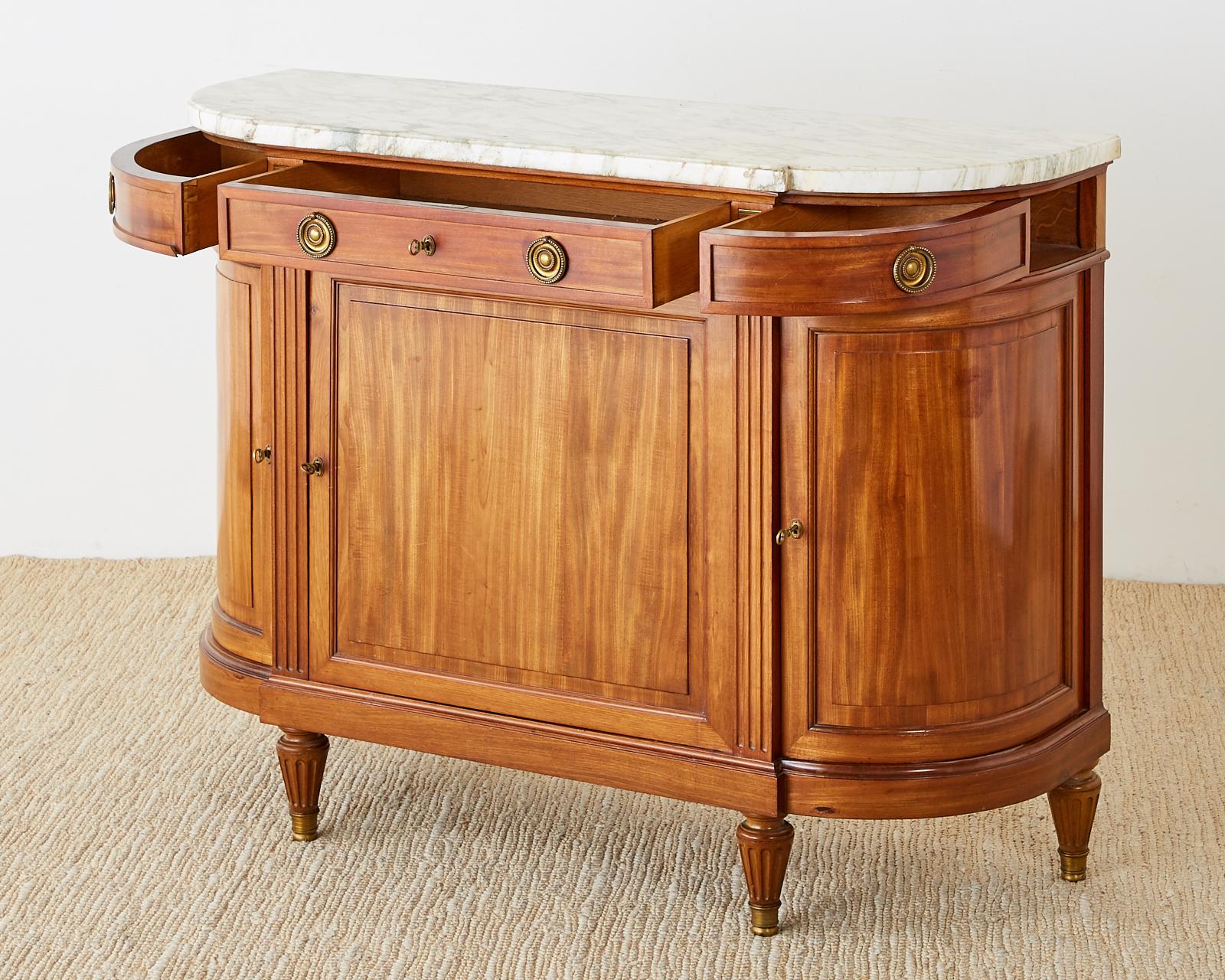 French Louis XVI Style Mahogany Marble-Top Sideboard Server 3