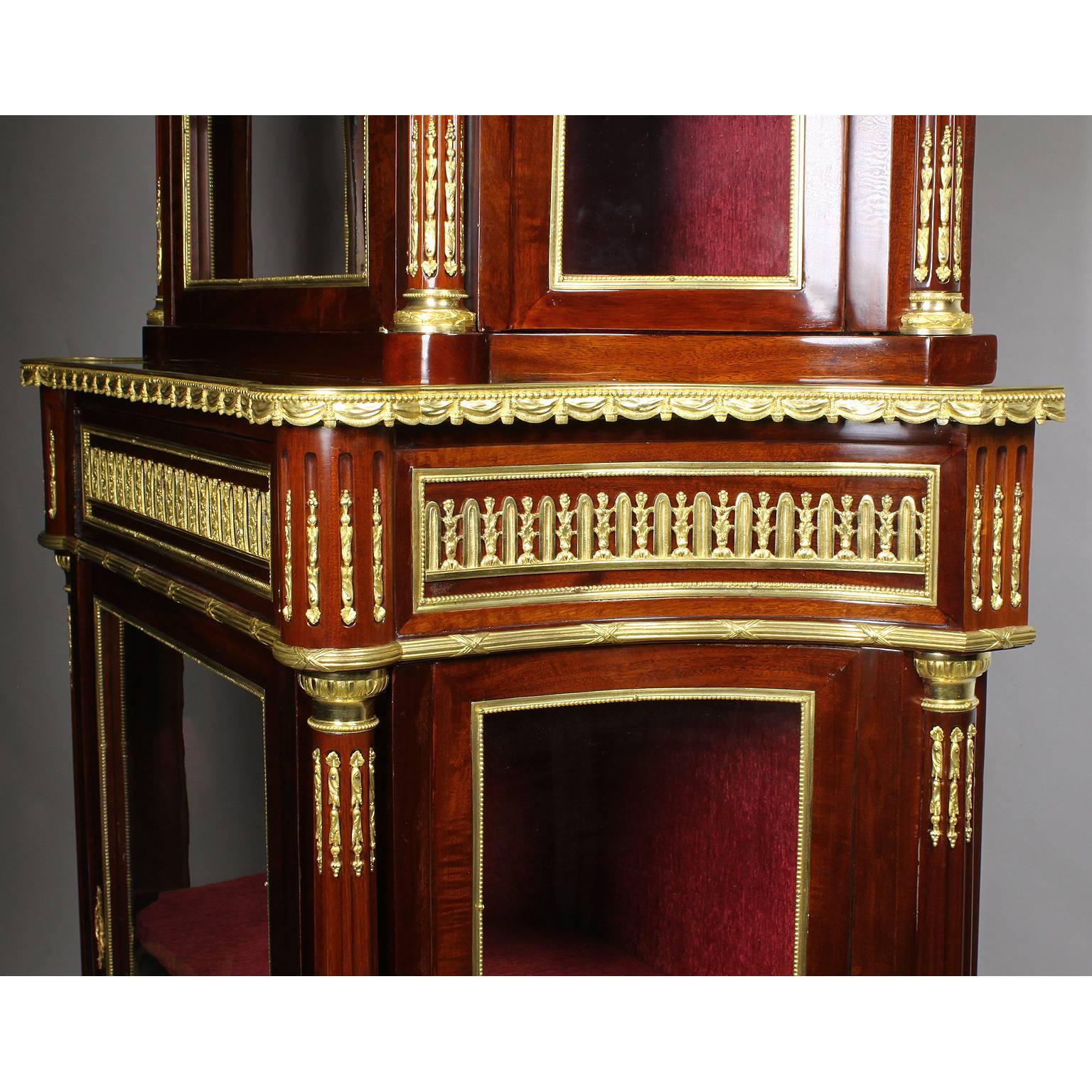 French Louis XVI Style Mahogany Ormolu Mounted Vitrine Attributed Millet For Sale 4