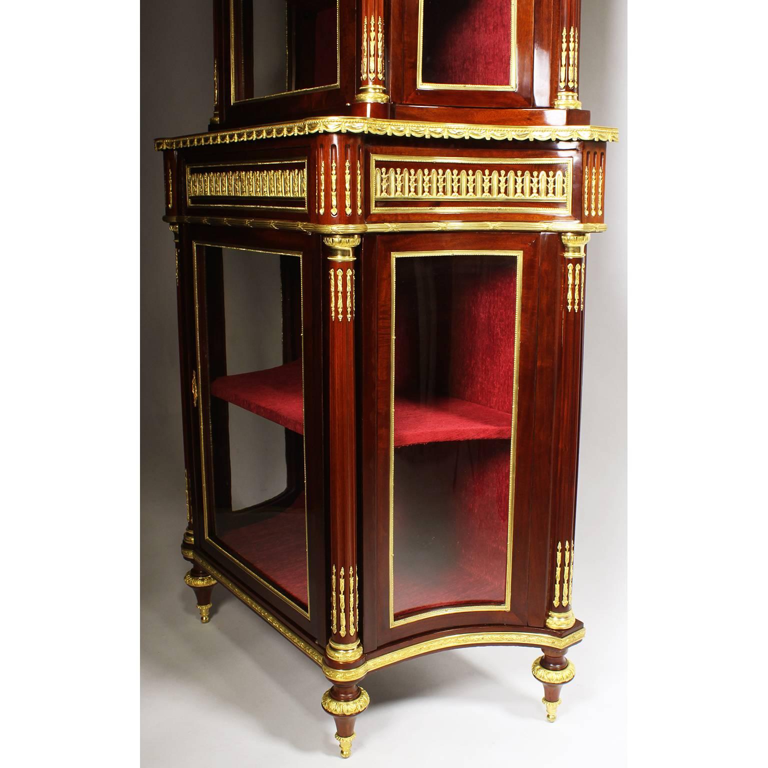 French Louis XVI Style Mahogany Ormolu Mounted Vitrine Attributed Millet For Sale 2