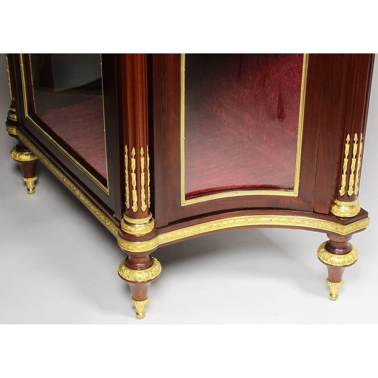French Louis XVI Style Mahogany Ormolu Mounted Vitrine Attributed Millet For Sale 3
