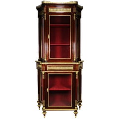 French Louis XVI Style Mahogany Ormolu Mounted Vitrine Attributed Millet