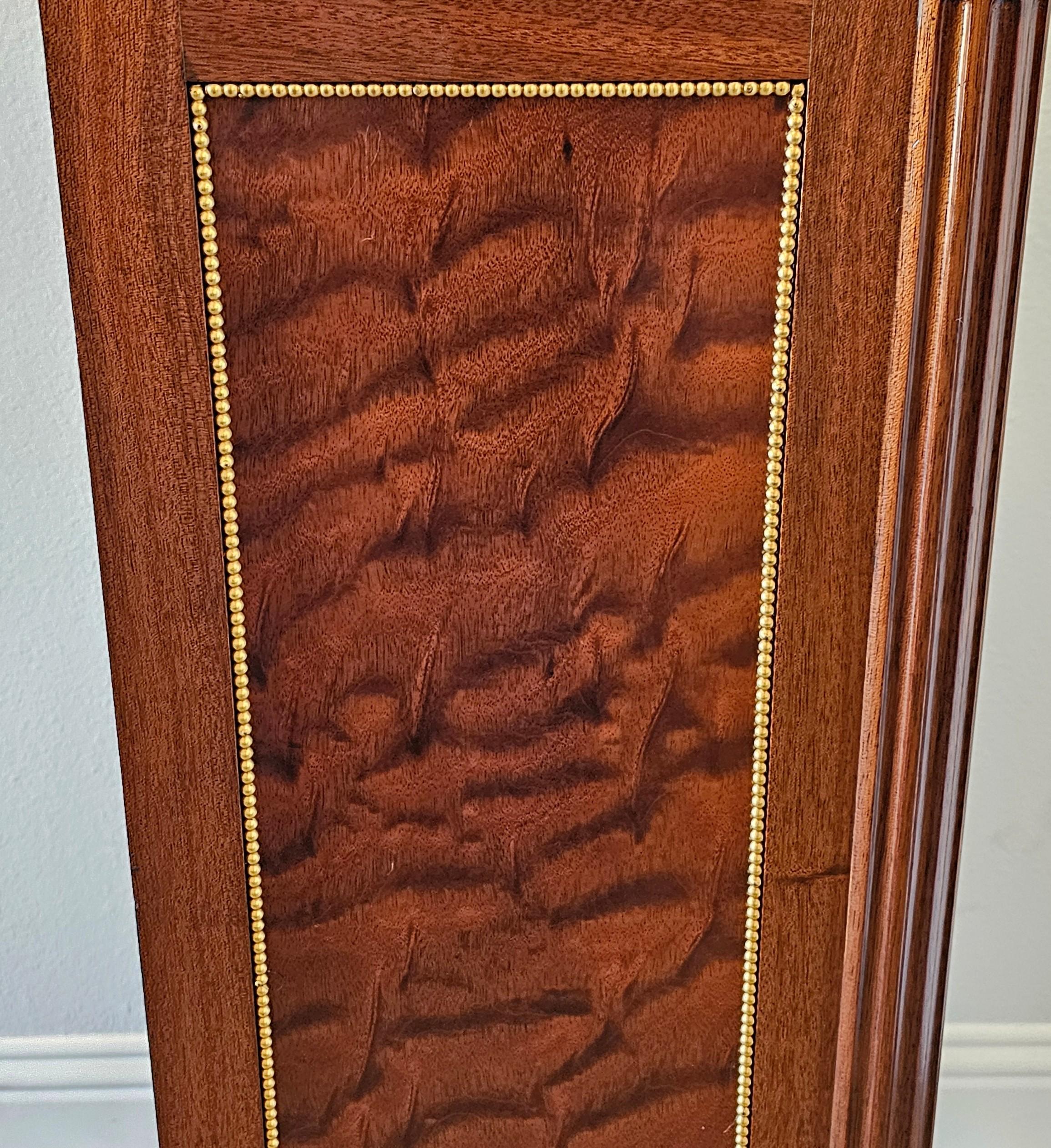 French Louis XVI Style Mahogany Pommele Sapele Open Bookcase Side Cabinet signed 1