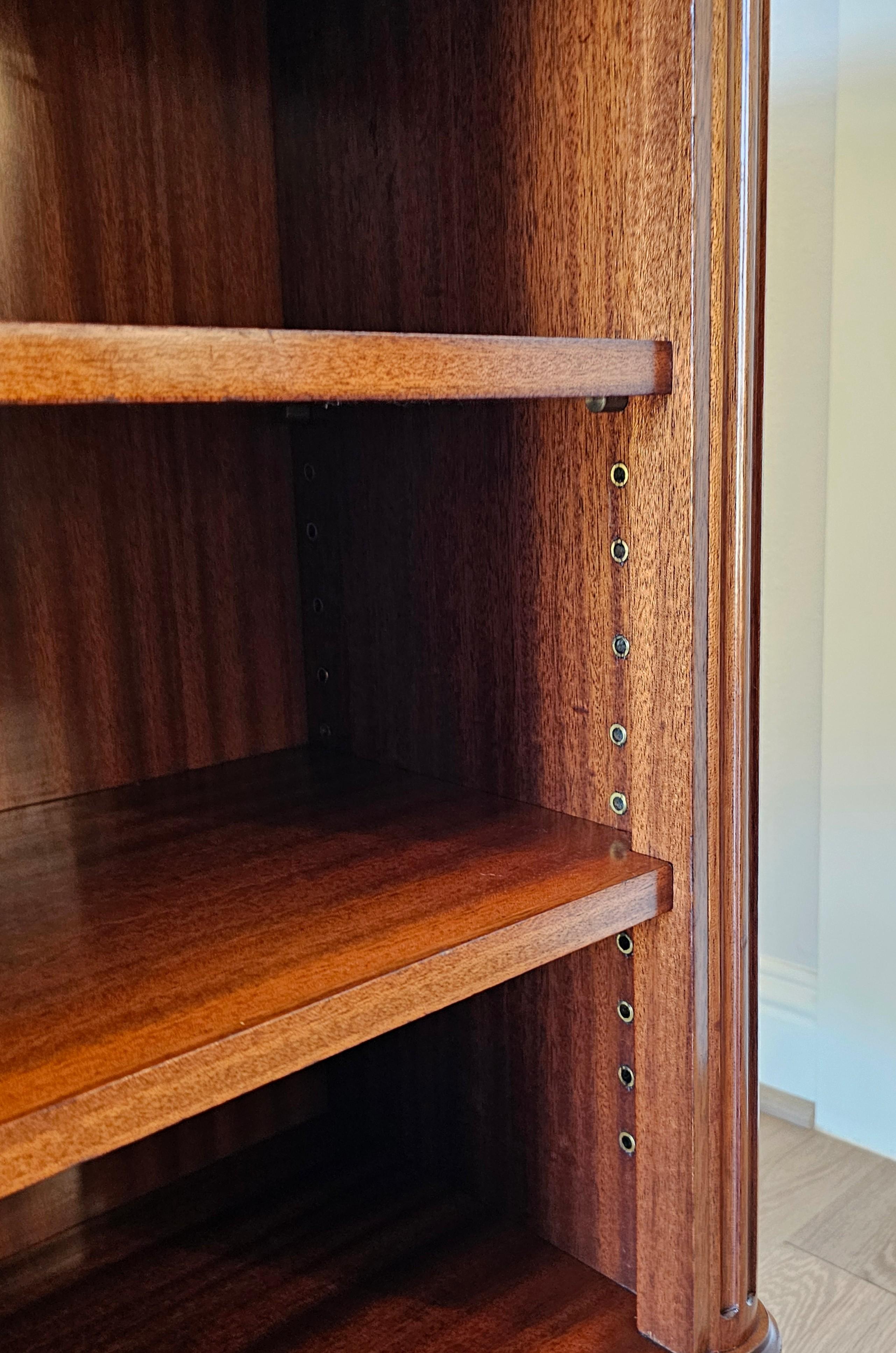 French Louis XVI Style Mahogany Pommele Sapele Open Bookcase Side Cabinet signed 2