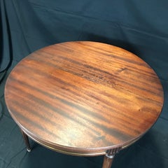 French Louis XVI Style Mahogany Round Expandable Table with Gold Bronze