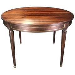 French Louis XVI Style Mahogany Round Expandable Table with Gold Bronze