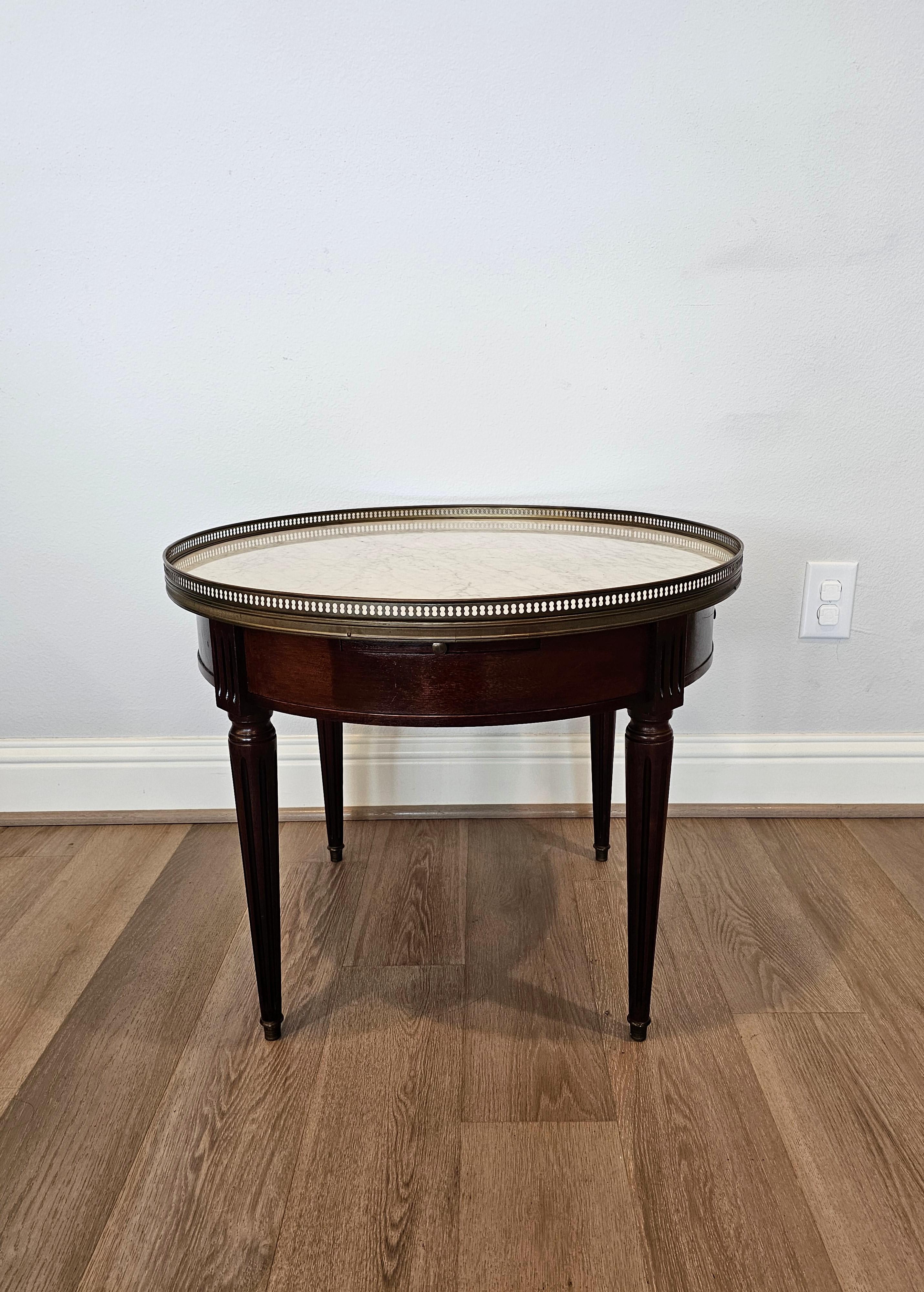 French Louis XVI Style Mahogany Round Marble Bouillotte Game Table 4
