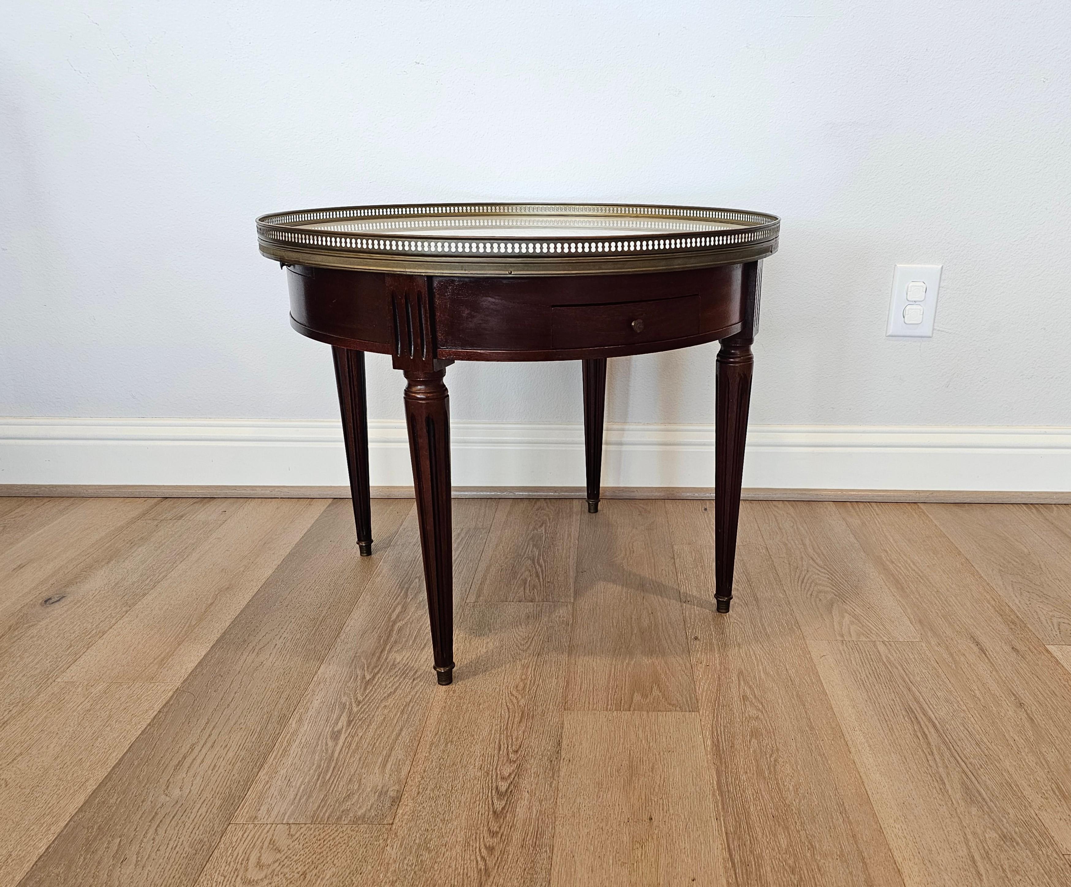 French Louis XVI Style Mahogany Round Marble Bouillotte Game Table 5