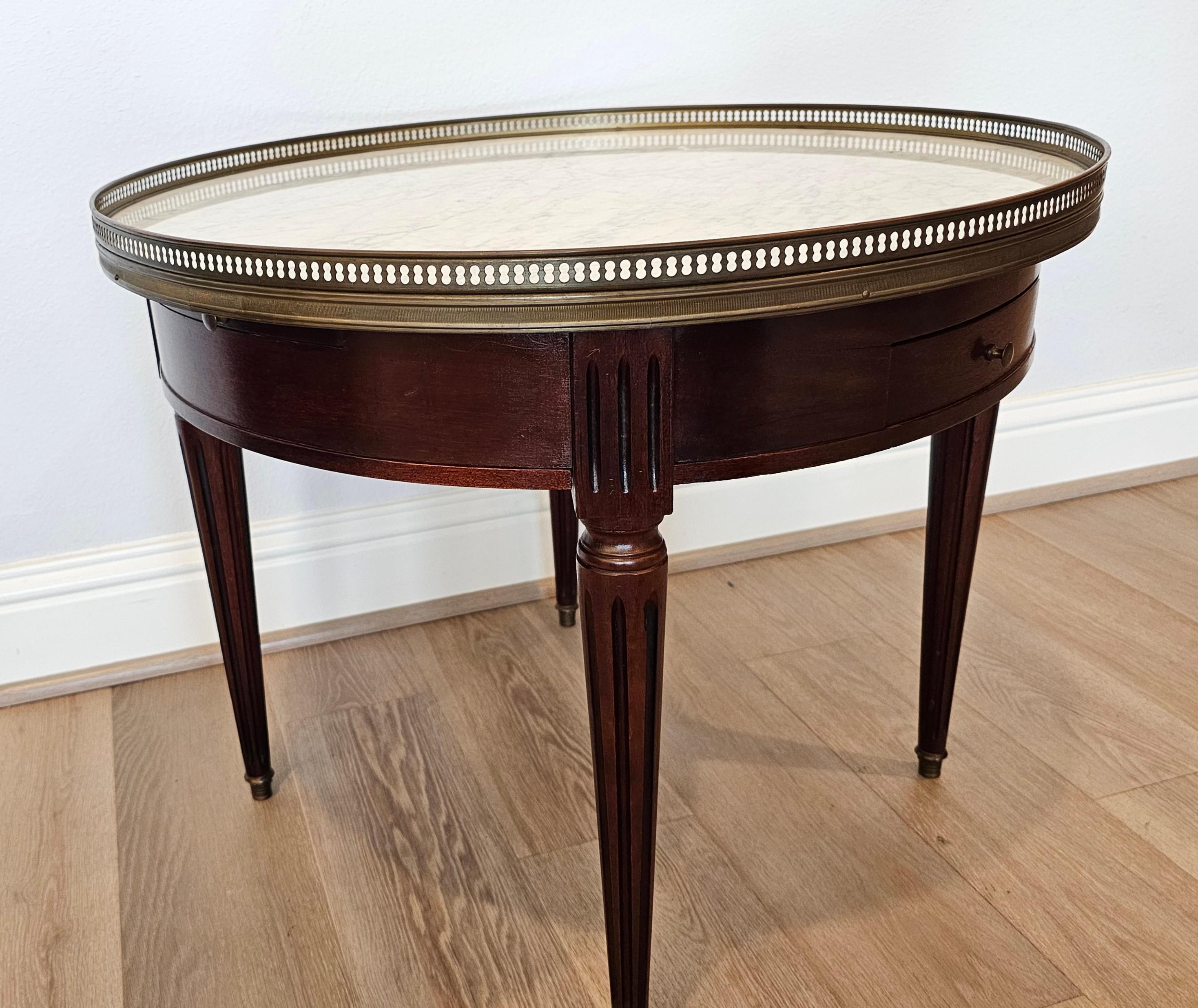 French Louis XVI Style Mahogany Round Marble Bouillotte Game Table 6