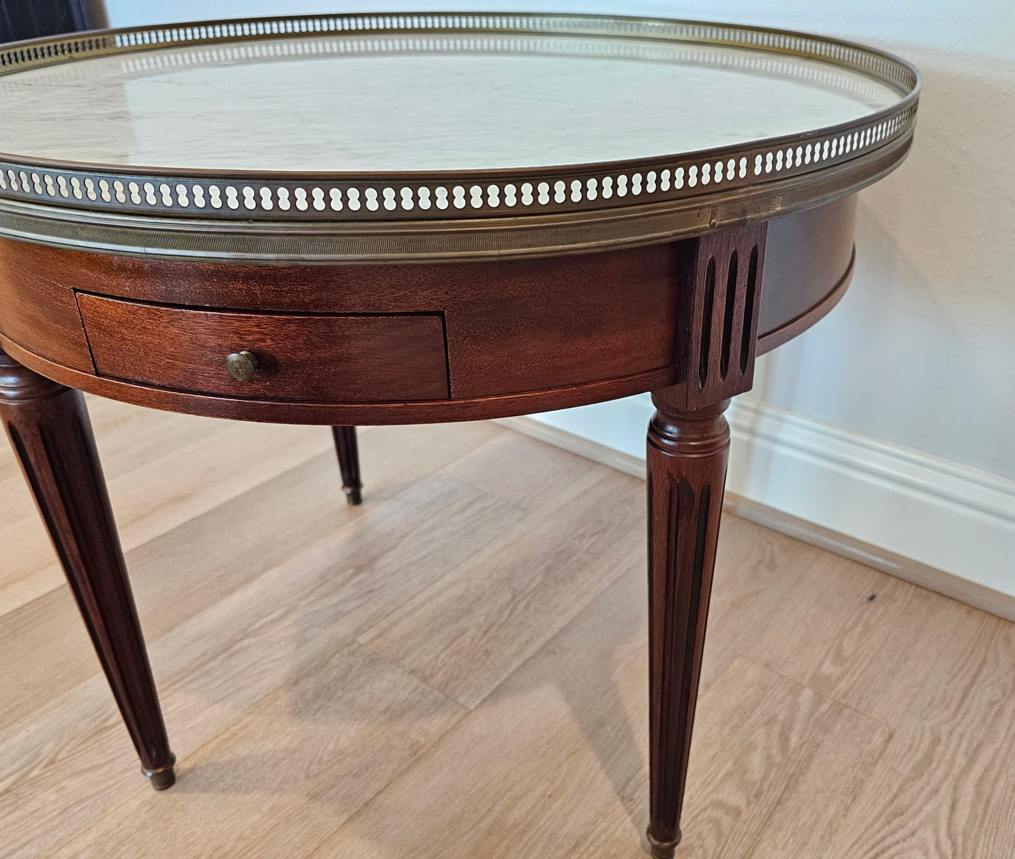 French Louis XVI Style Mahogany Round Marble Bouillotte Game Table 7