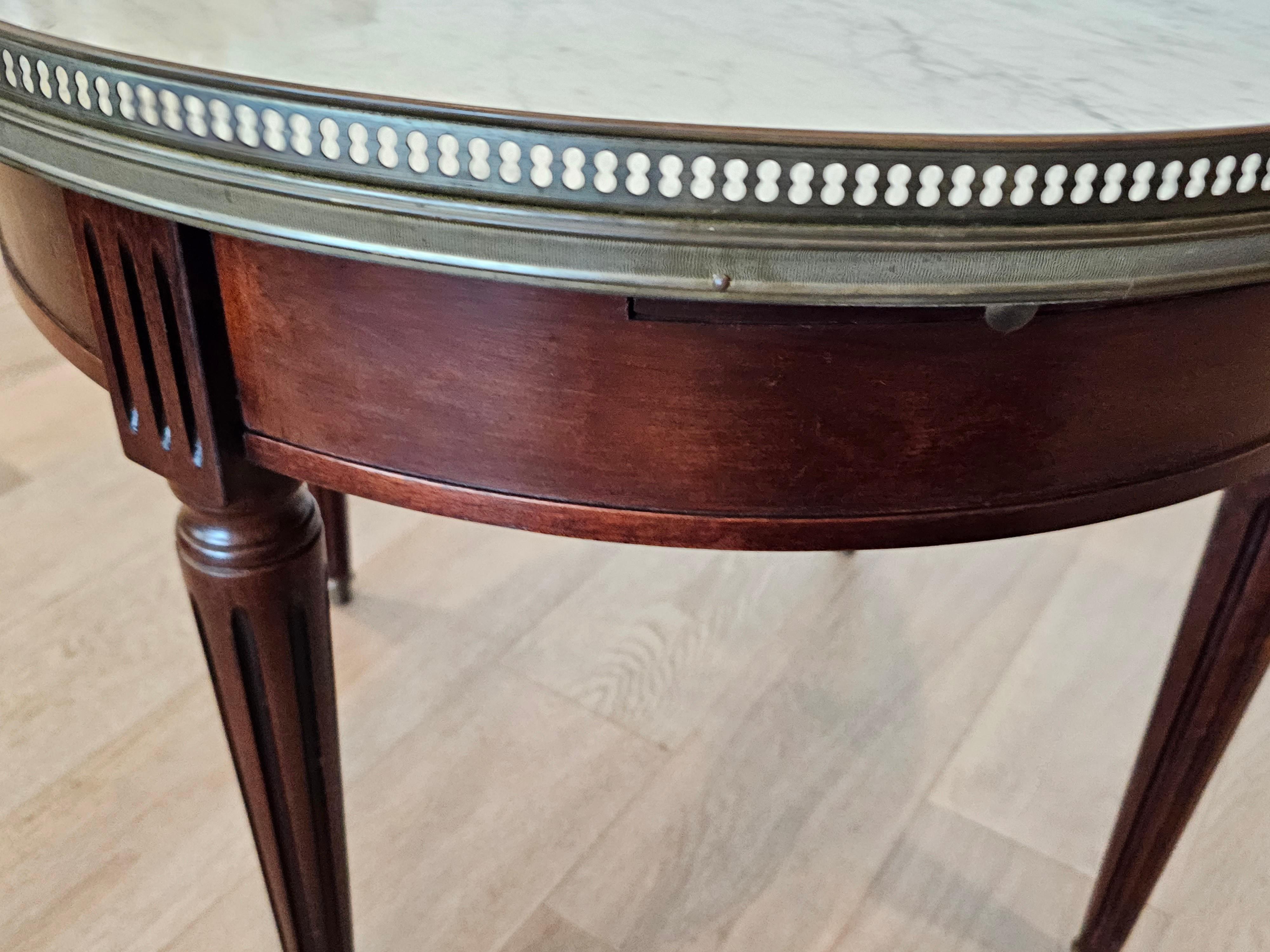 French Louis XVI Style Mahogany Round Marble Bouillotte Game Table 8