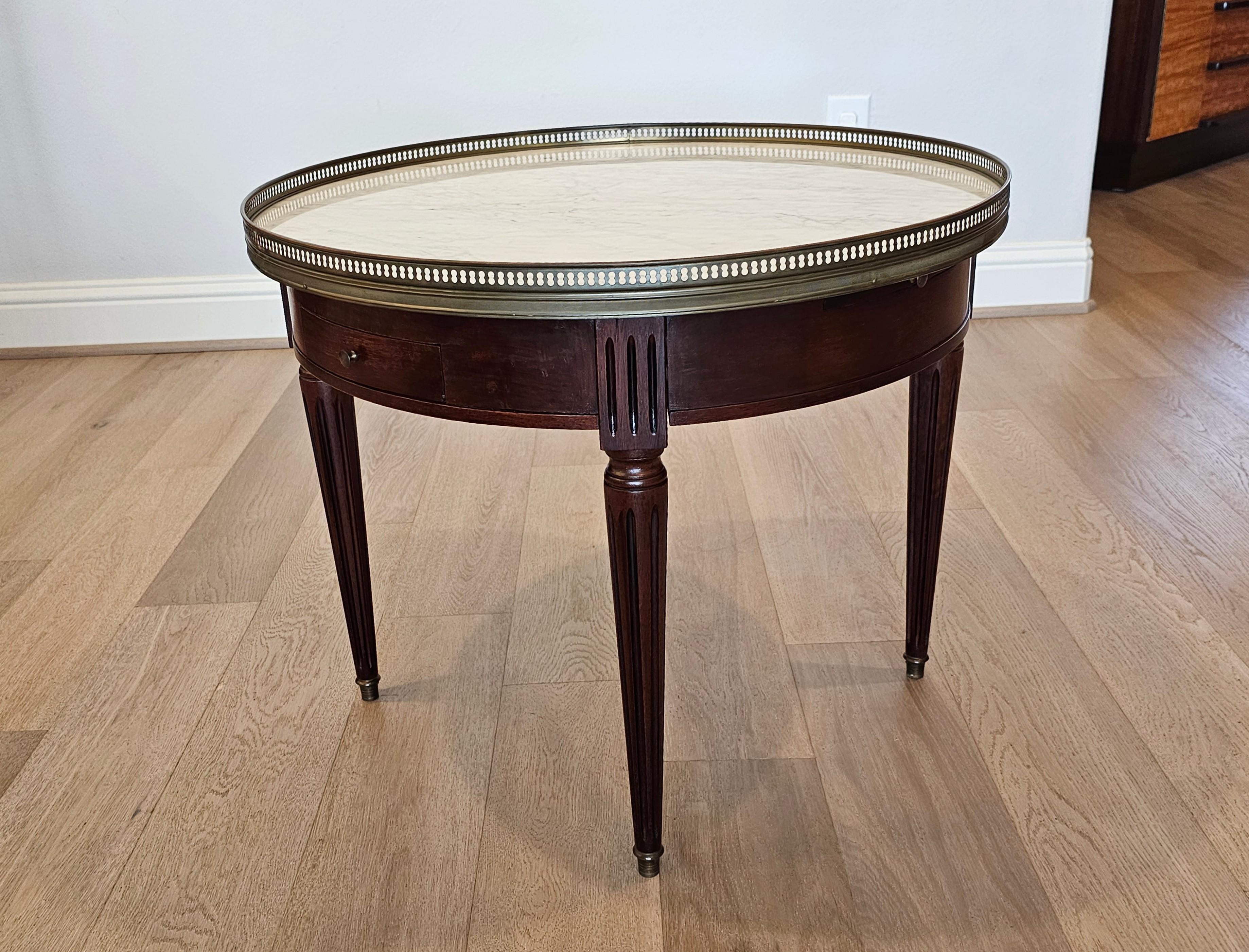 French Louis XVI Style Mahogany Round Marble Bouillotte Game Table 9
