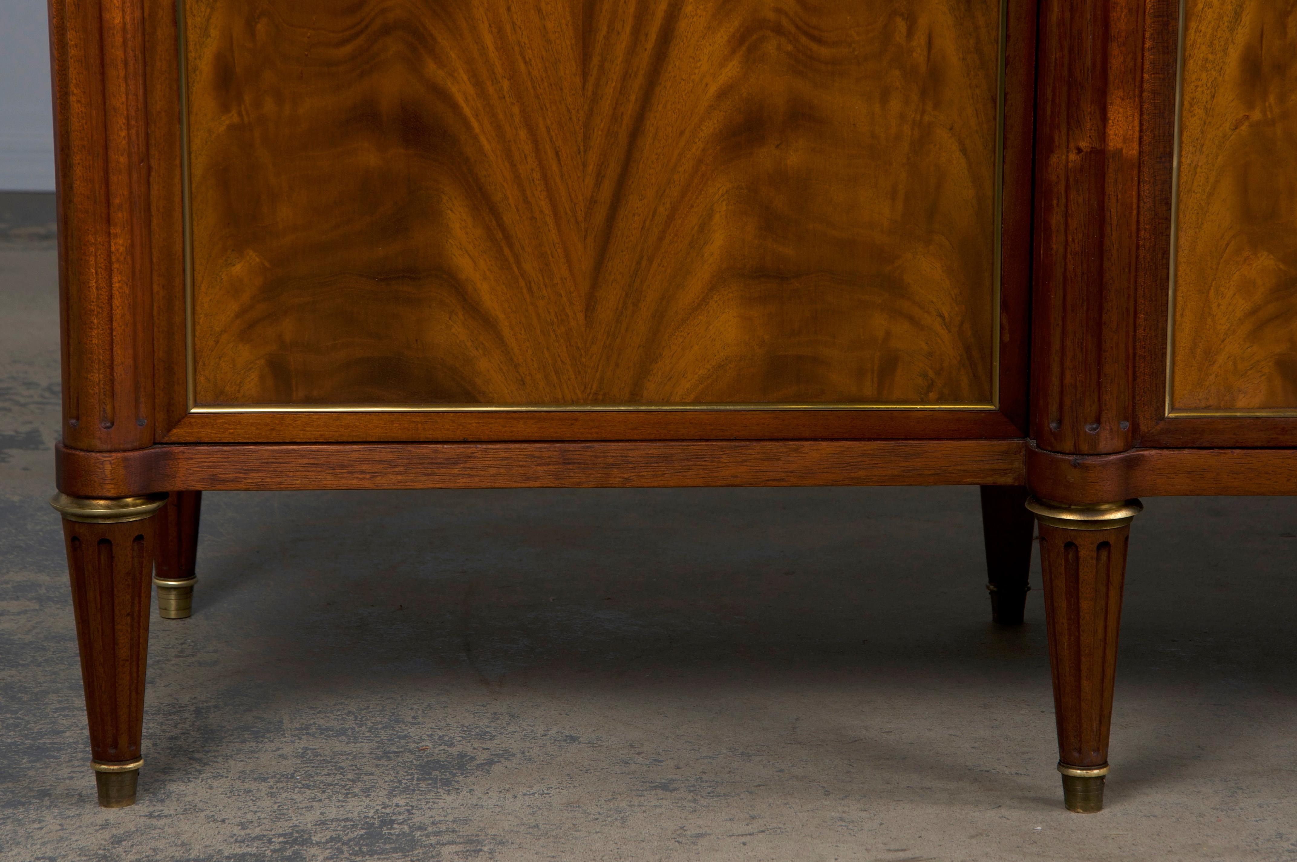 French Louis XVI Style Mahogany Sideboard Buffet W/ Carrara Marble 5