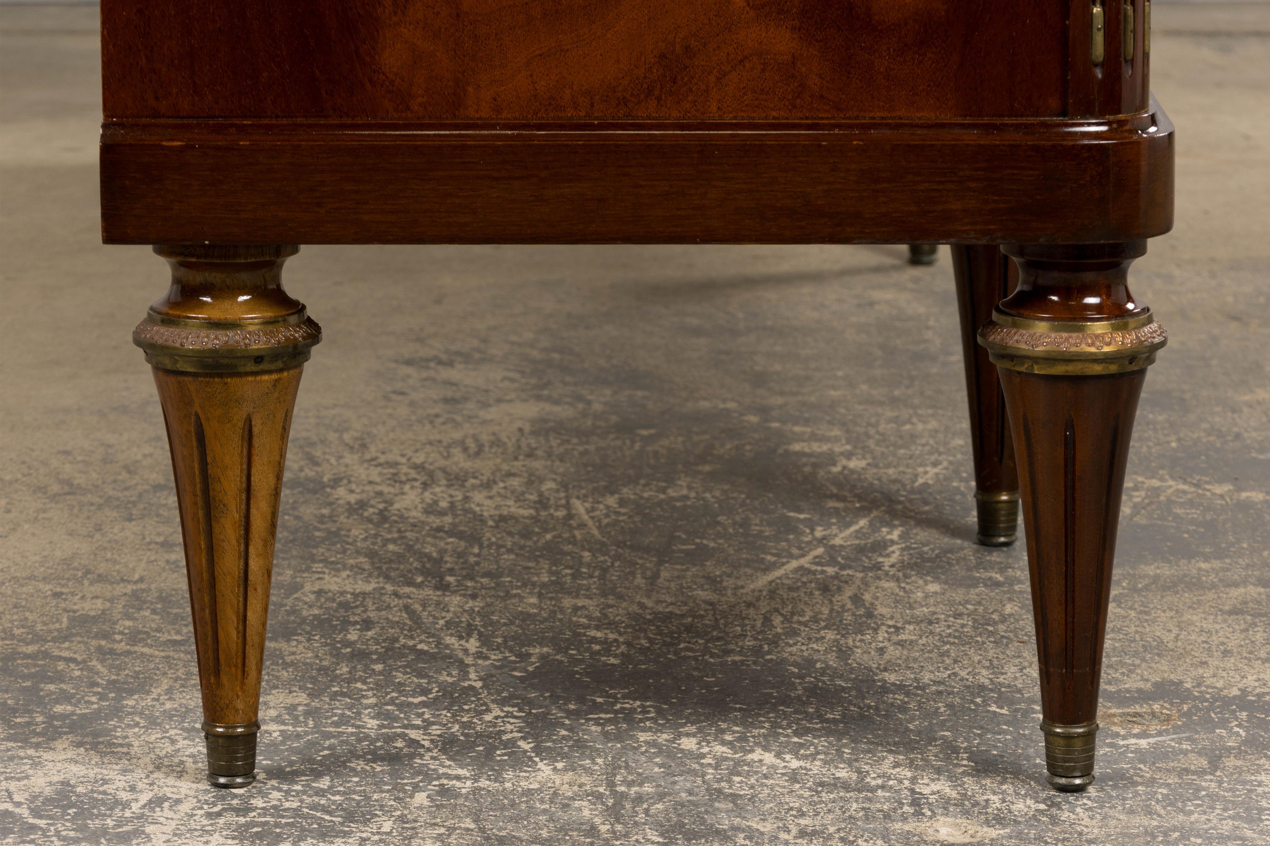 French Louis XVI Style Mahogany Sideboard Buffet W/ Carrara Marble For Sale 9