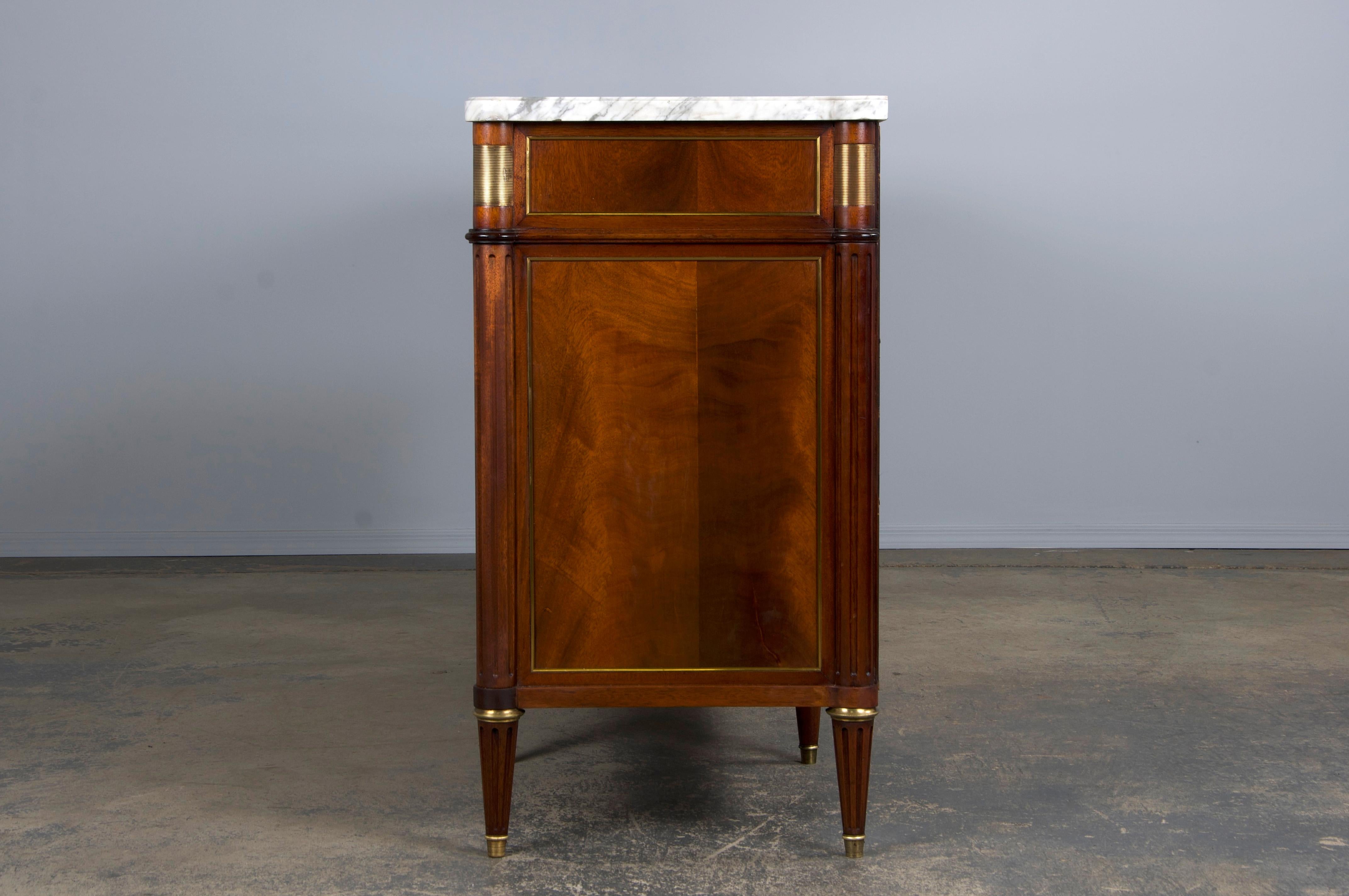 French Louis XVI Style Mahogany Sideboard Buffet W/ Carrara Marble 13
