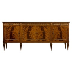 Vintage French Louis XVI Style Mahogany Sideboard Buffet W/ Carrara Marble