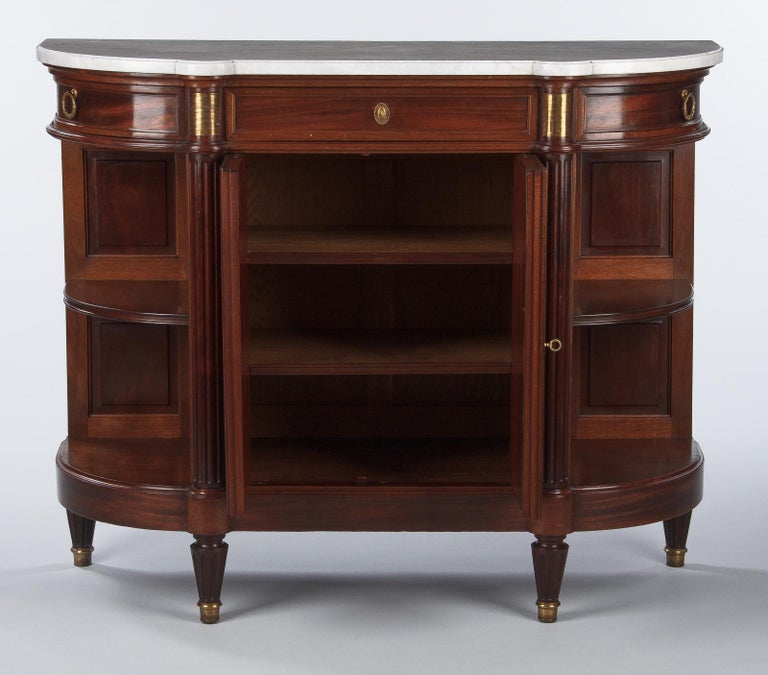 French Louis XVI Style Mahogany Sideboard with Marble Top, Early 1900s