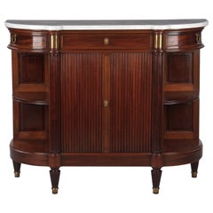 French Louis XVI Style Mahogany Sideboard with Marble Top, Early 1900s