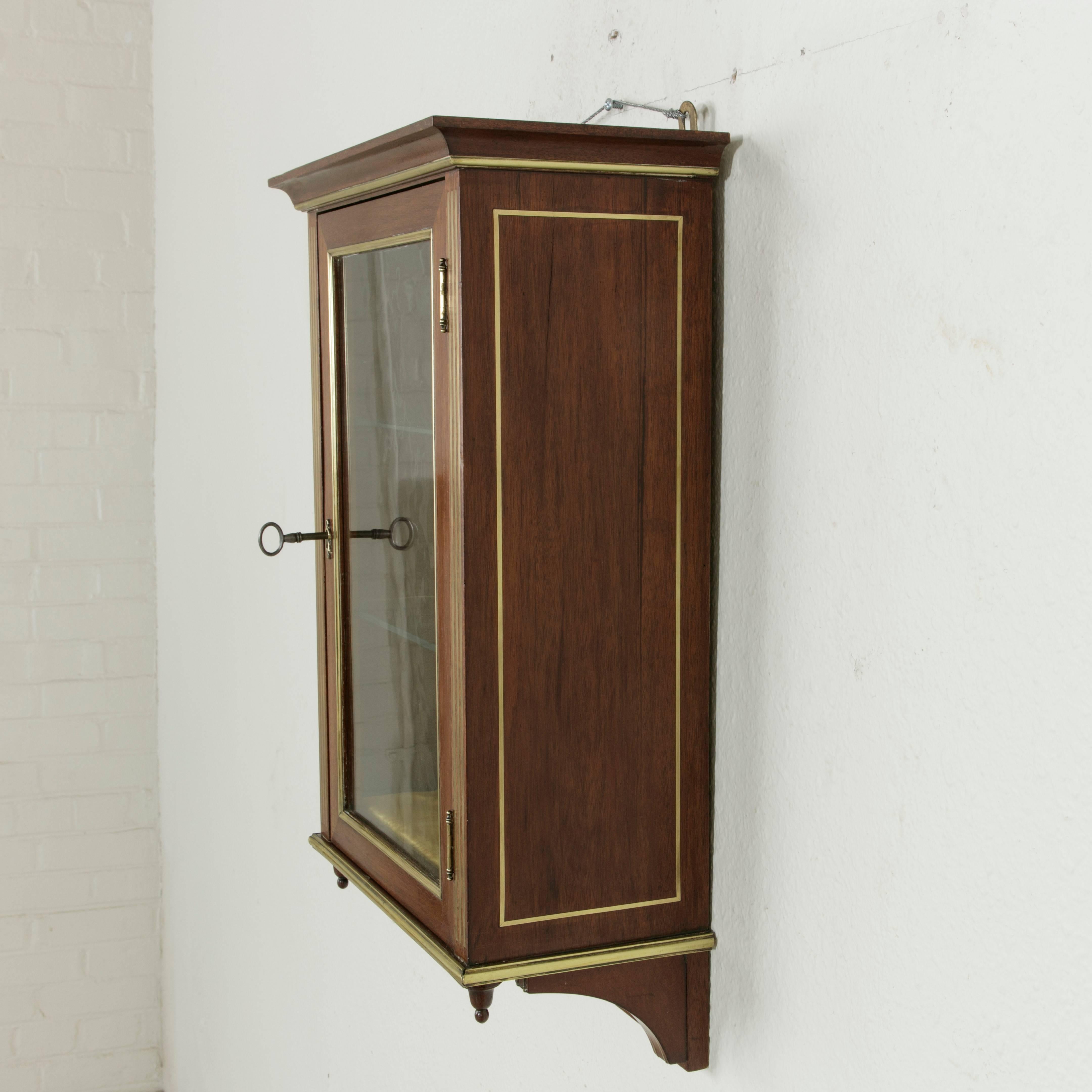 French Louis XVI Style Mahogany Wall Cabinet Vitrine, circa 1904 In Excellent Condition In Fayetteville, AR