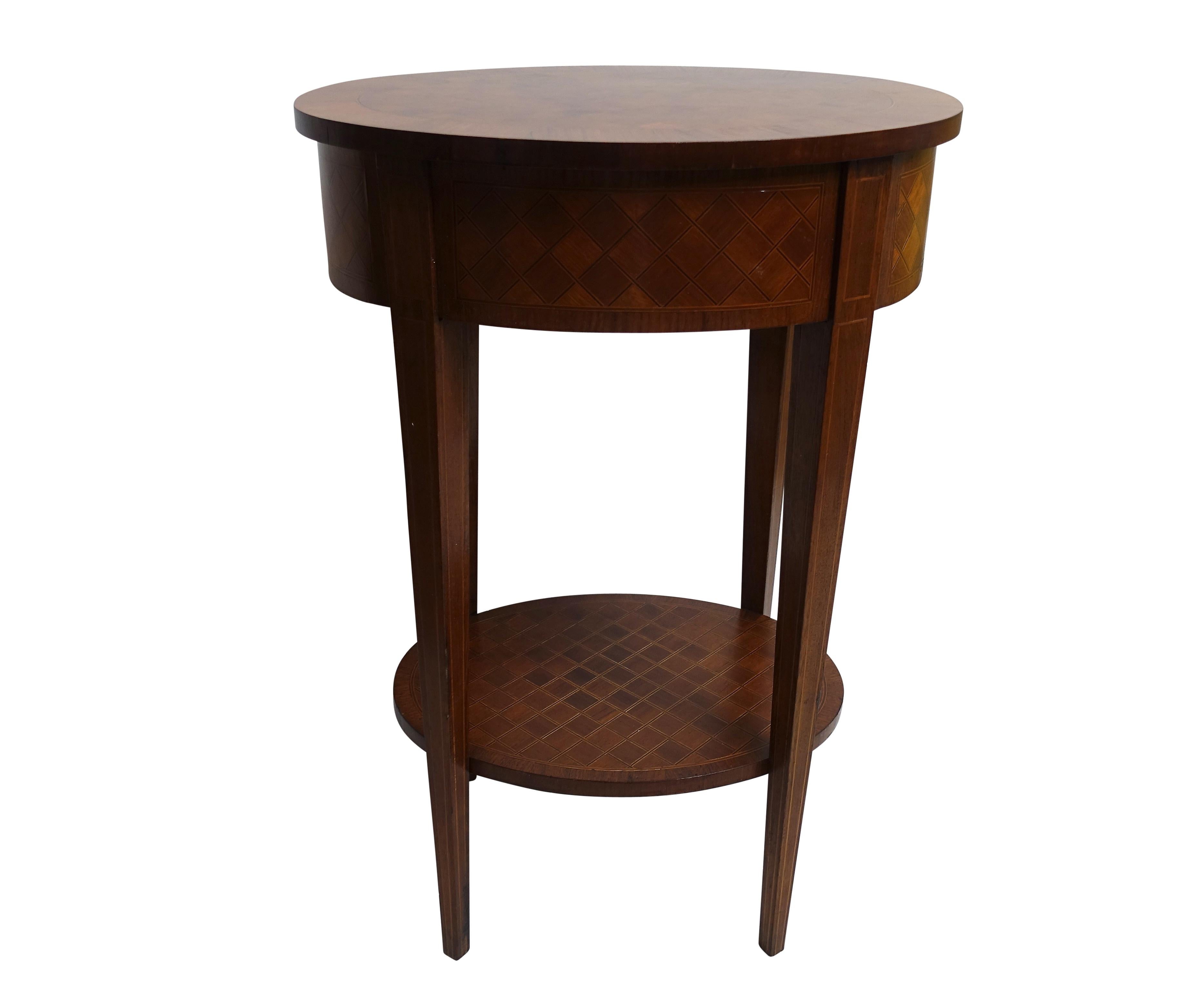 French Louis XVI Style Mahogany with Inlay Side Table 5