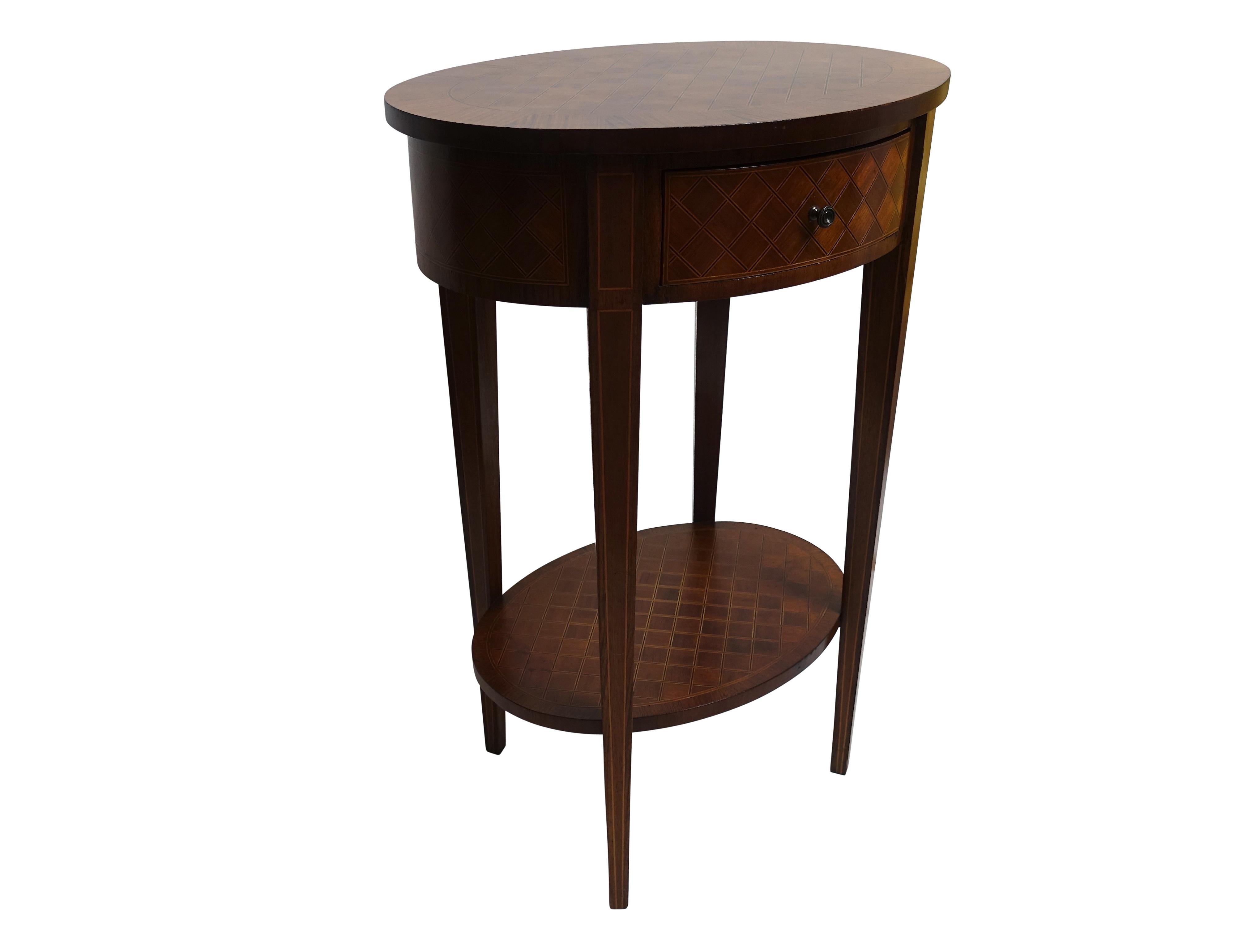 French Louis XVI Style Mahogany with Inlay Side Table In Good Condition In San Francisco, CA